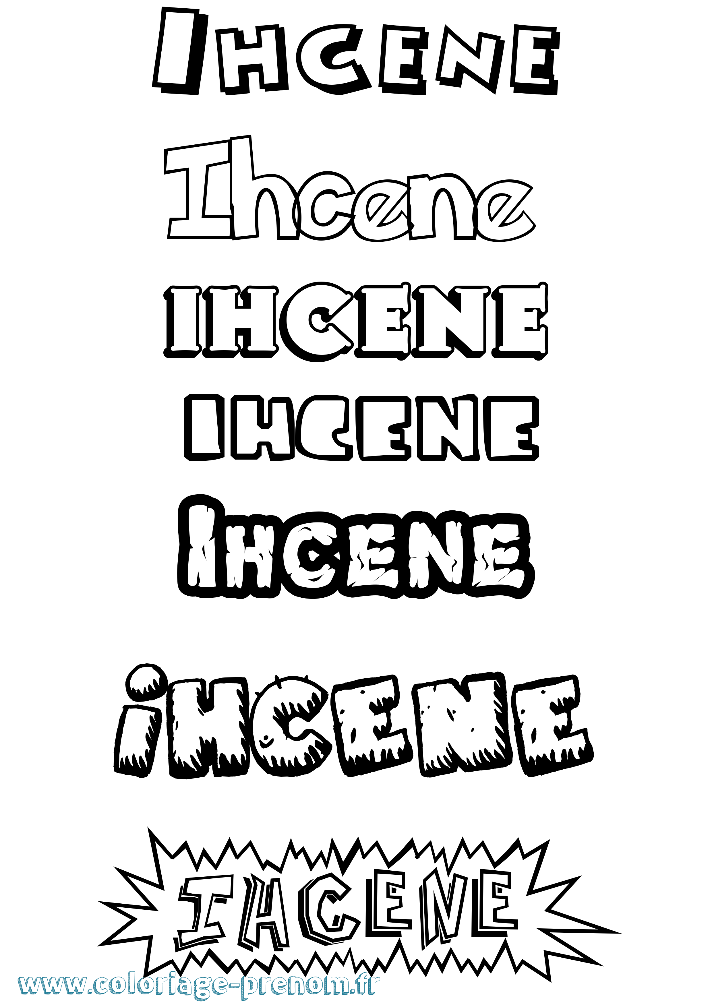 Coloriage prénom Ihcene Dessin Animé