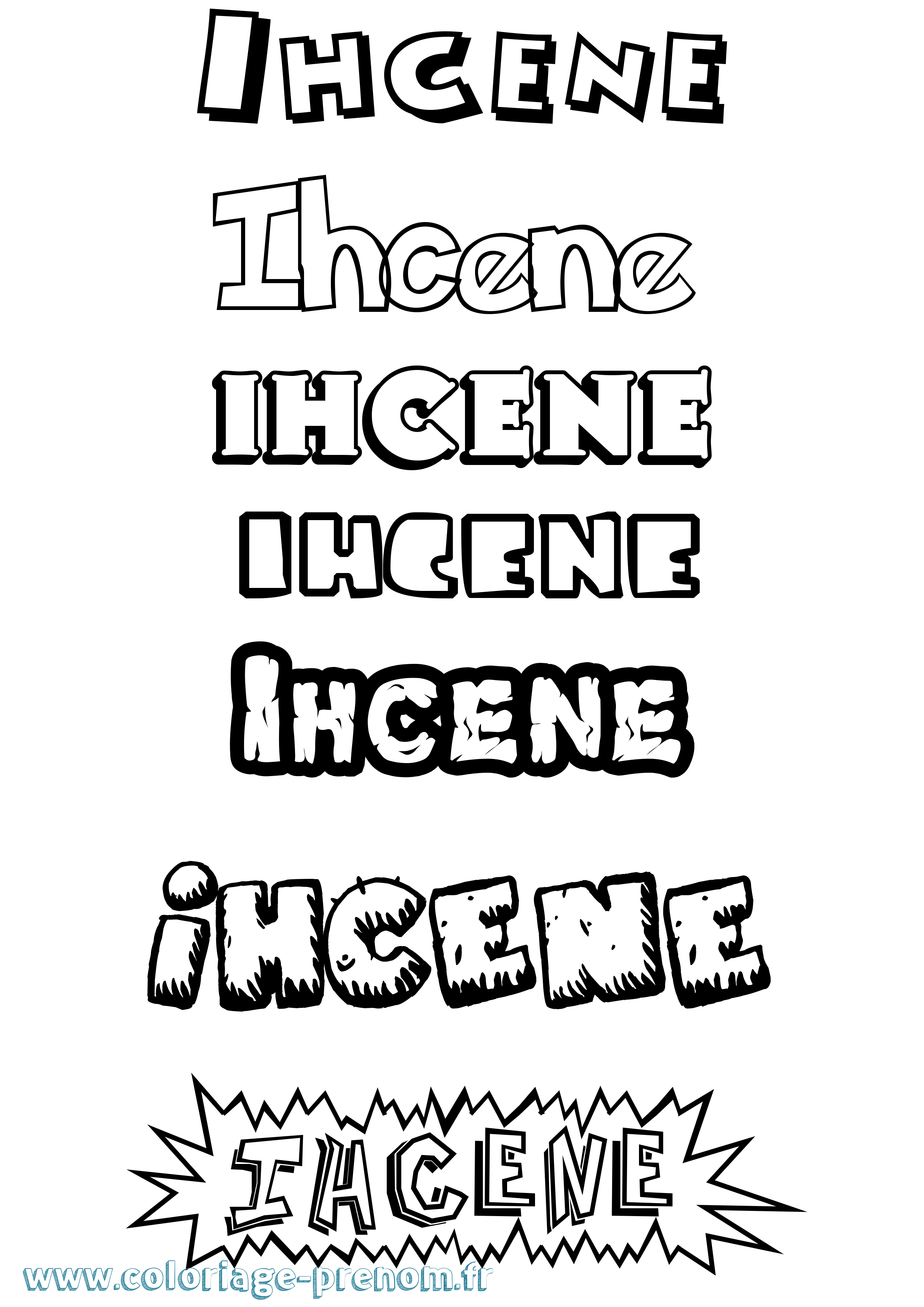 Coloriage Ihcene Dessin Animé Coloriage prénom Ihcene Dessin Animé