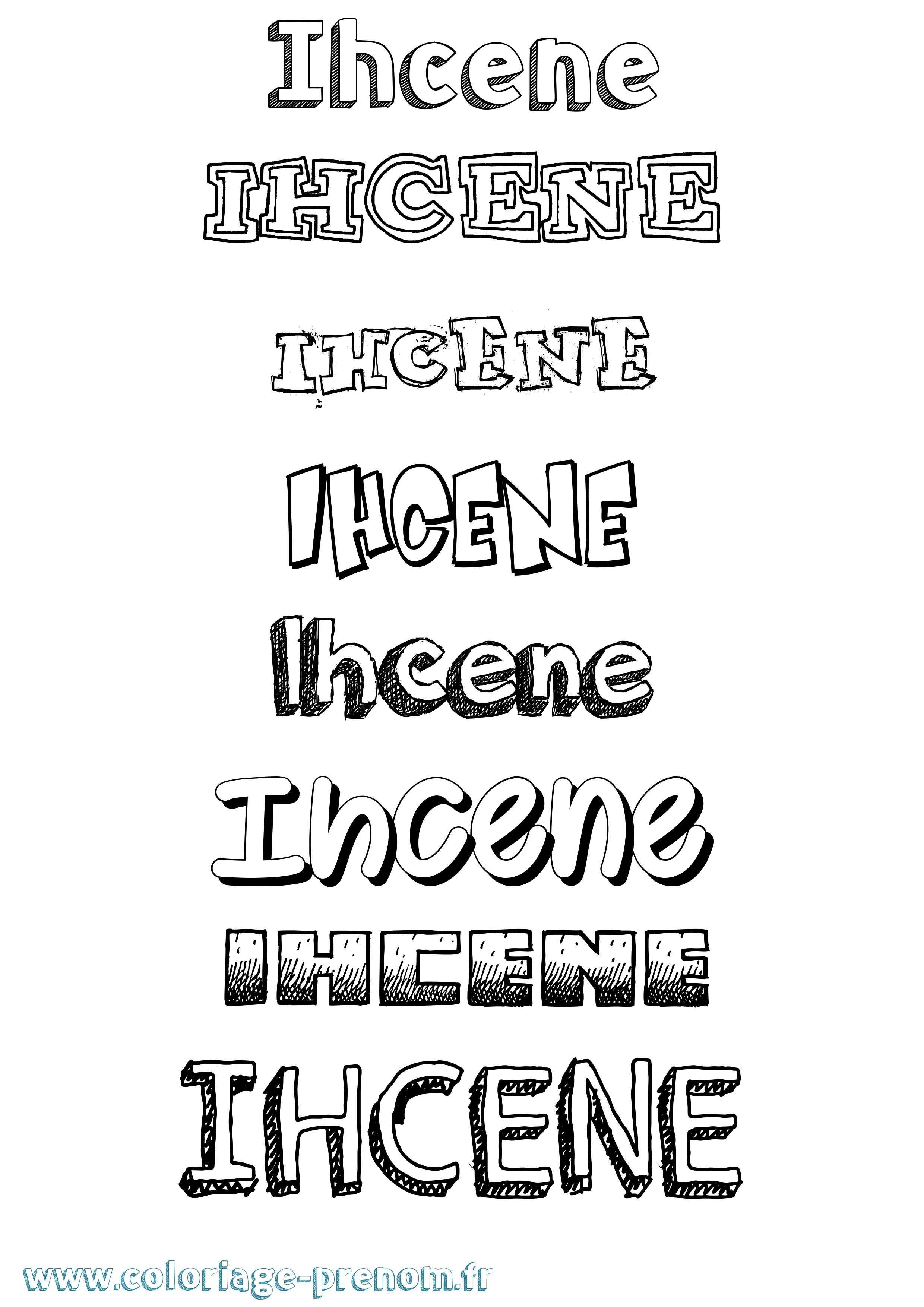 Coloriage Ihcene Dessiné Coloriage prénom Ihcene Dessiné