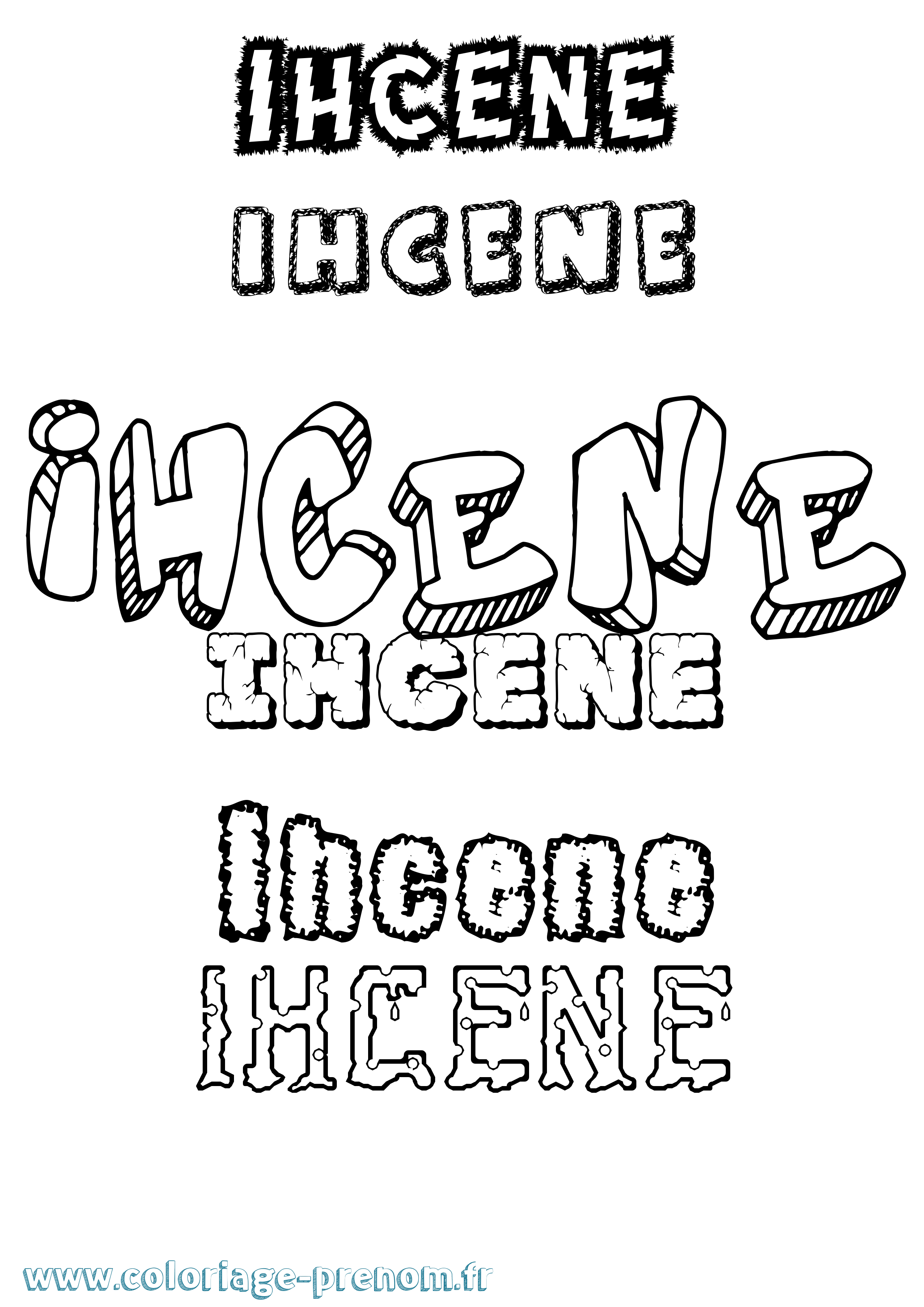 Coloriage Ihcene Destructuré Coloriage prénom Ihcene Destructuré