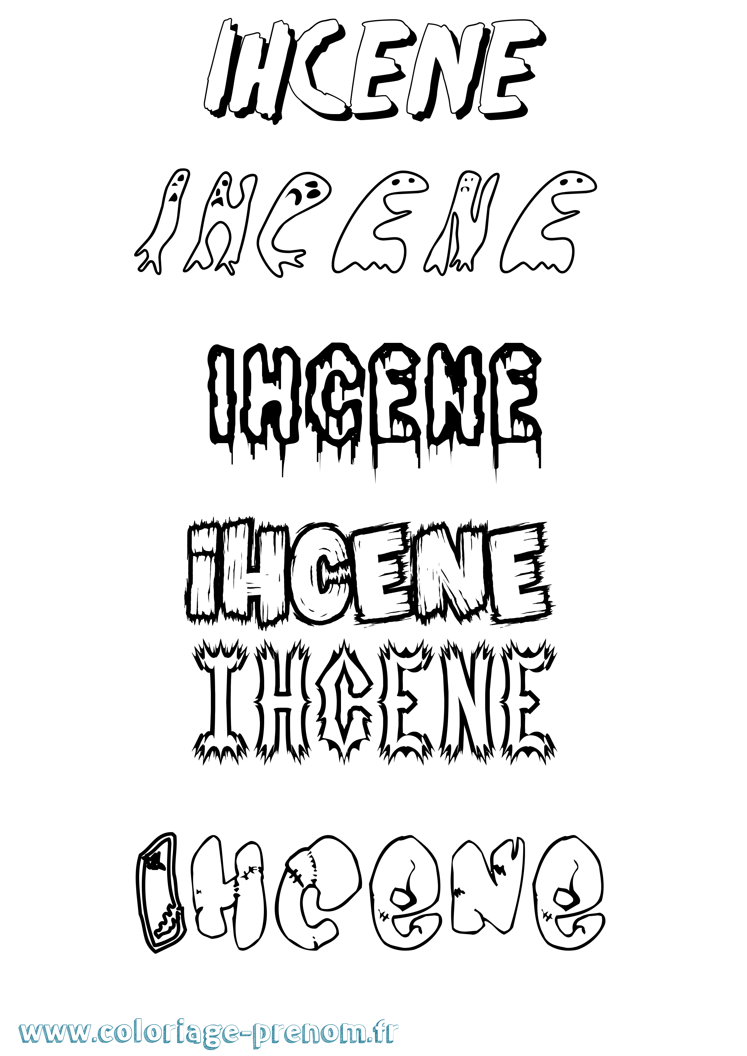 Coloriage Ihcene Frisson Coloriage prénom Ihcene Frisson