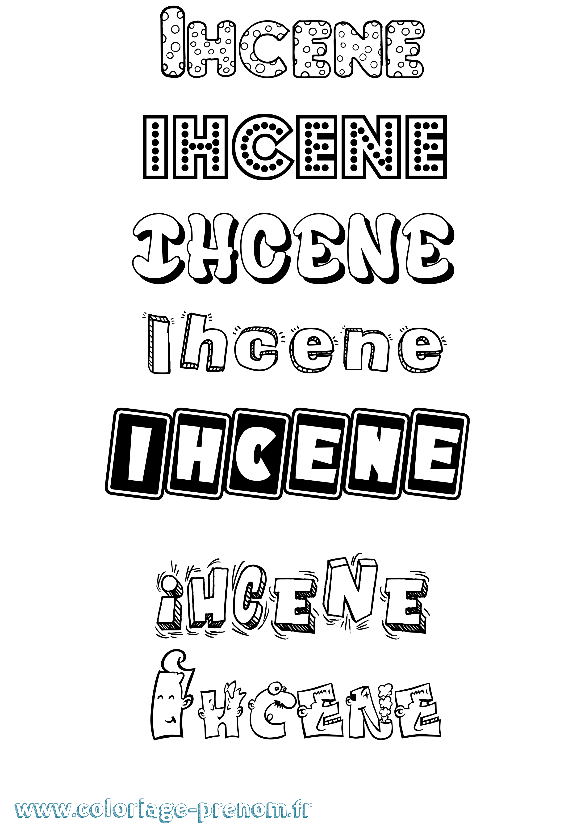 Coloriage Ihcene Fun Coloriage prénom Ihcene Fun