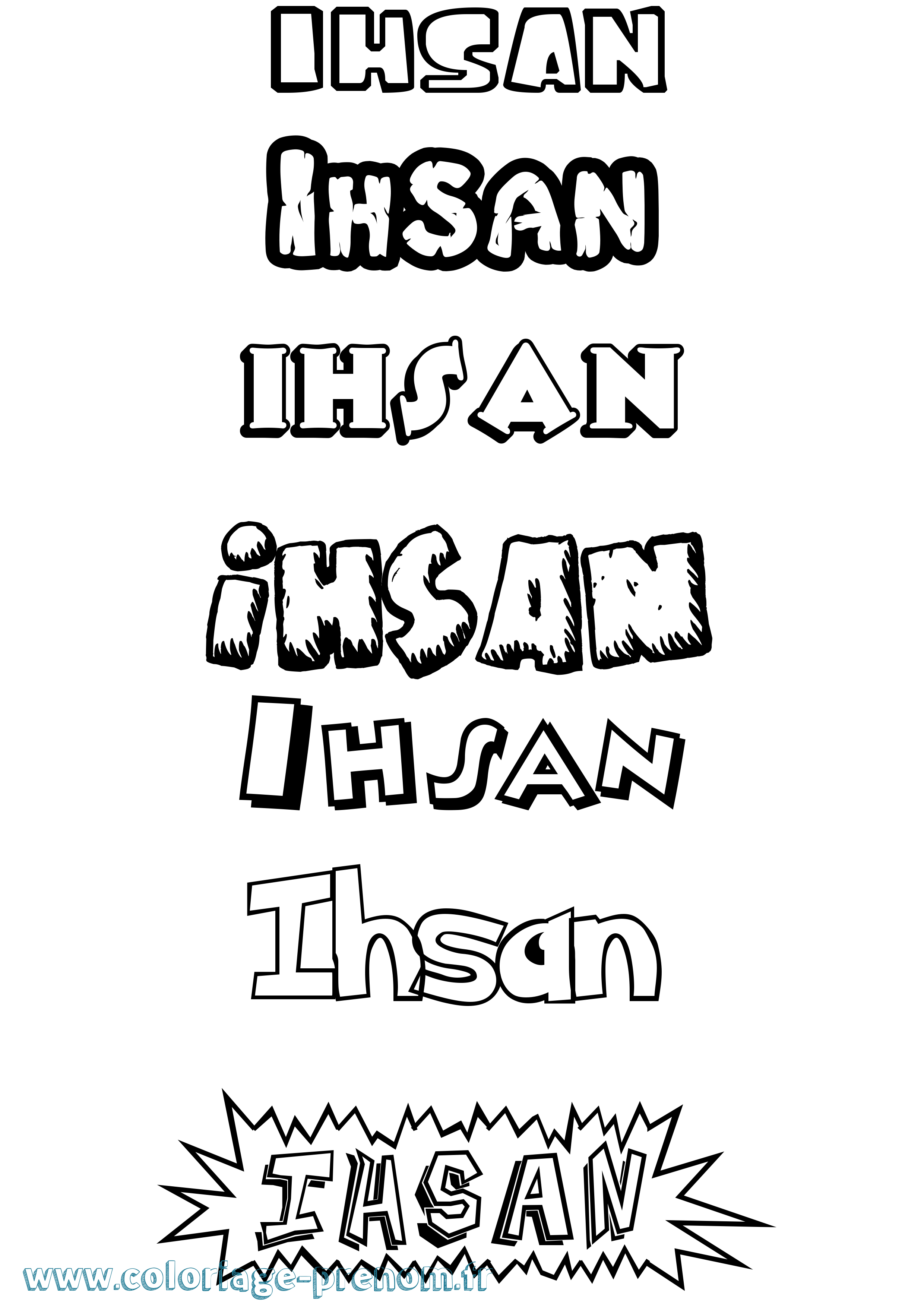 Coloriage prénom Ihsan Dessin Animé