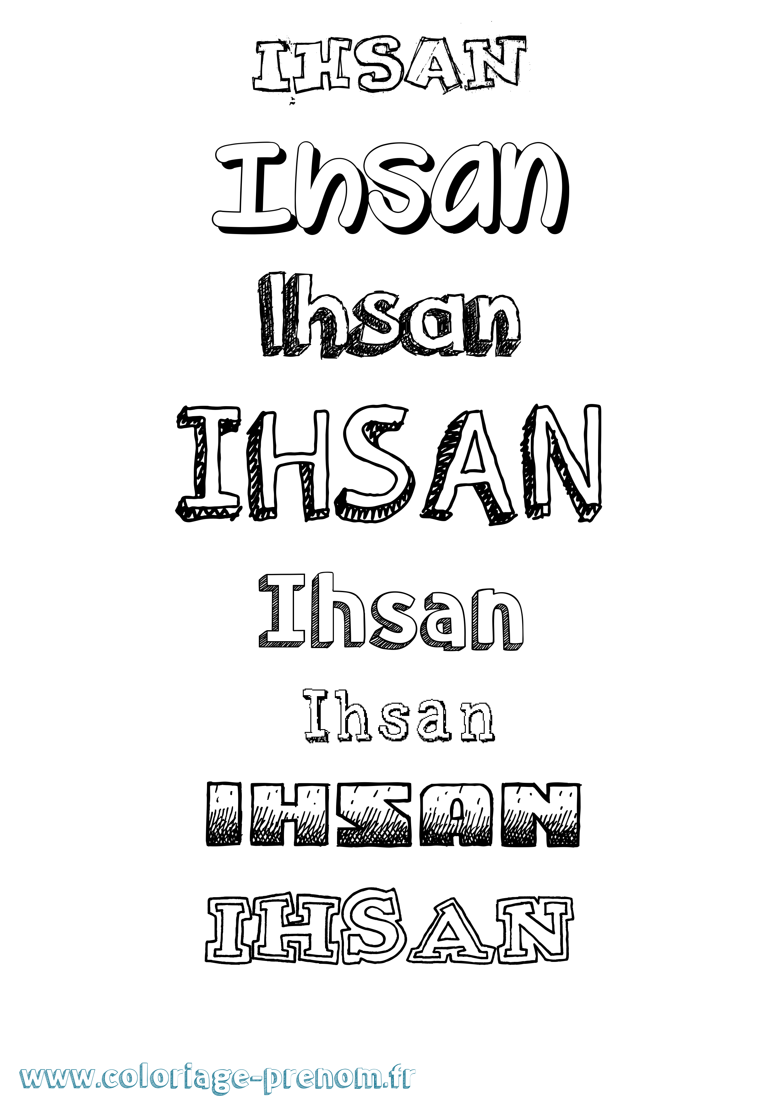 Coloriage prénom Ihsan Dessiné