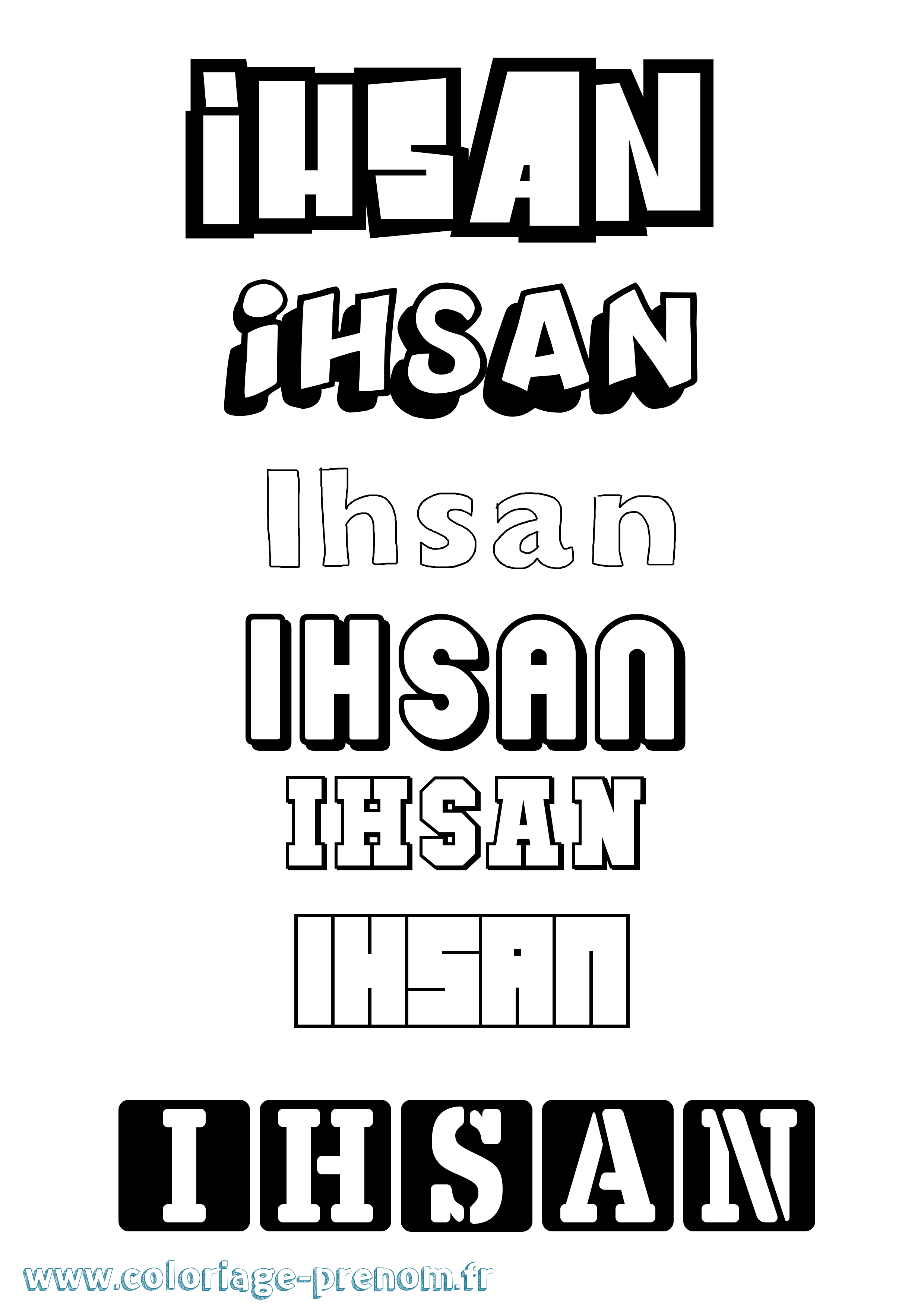 Coloriage prénom Ihsan Simple
