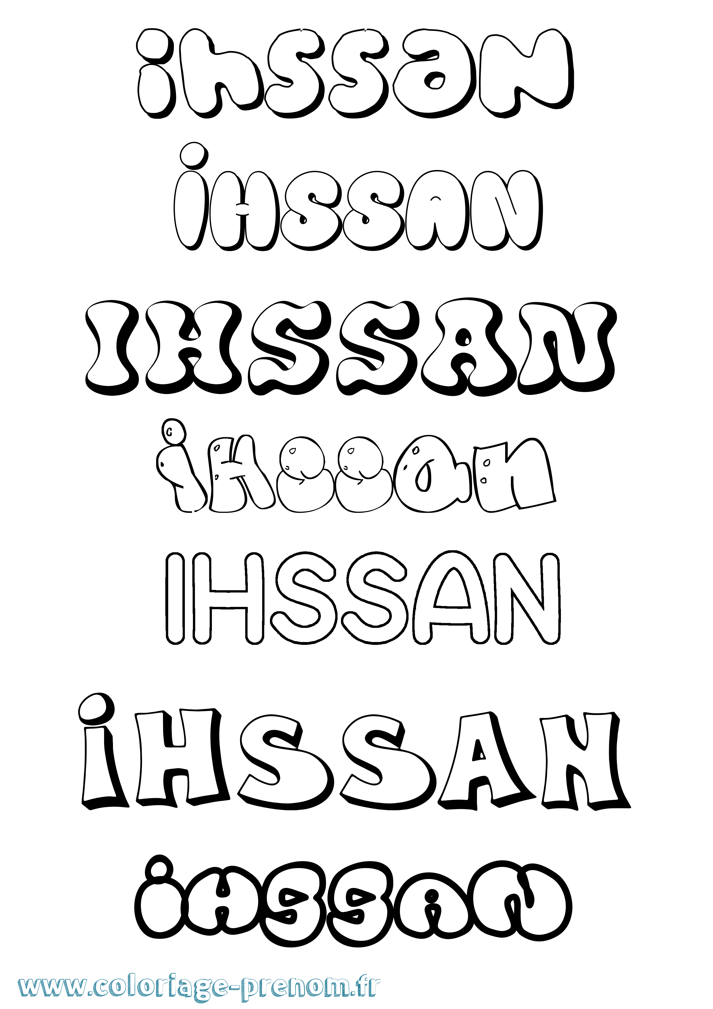 Coloriage prénom Ihssan Bubble