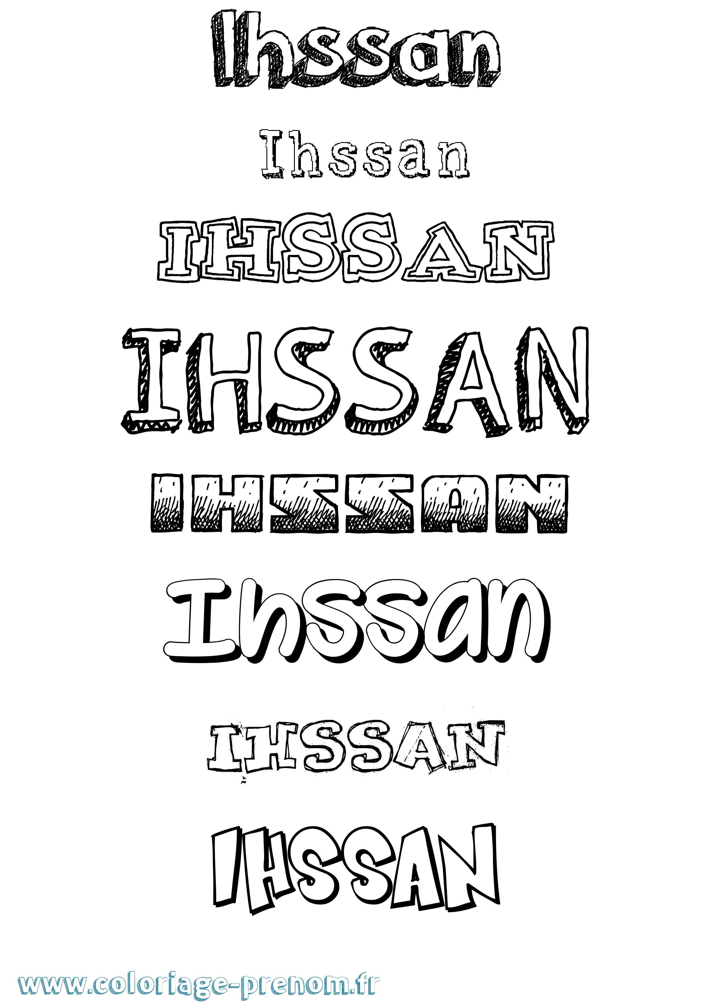 Coloriage prénom Ihssan Dessiné