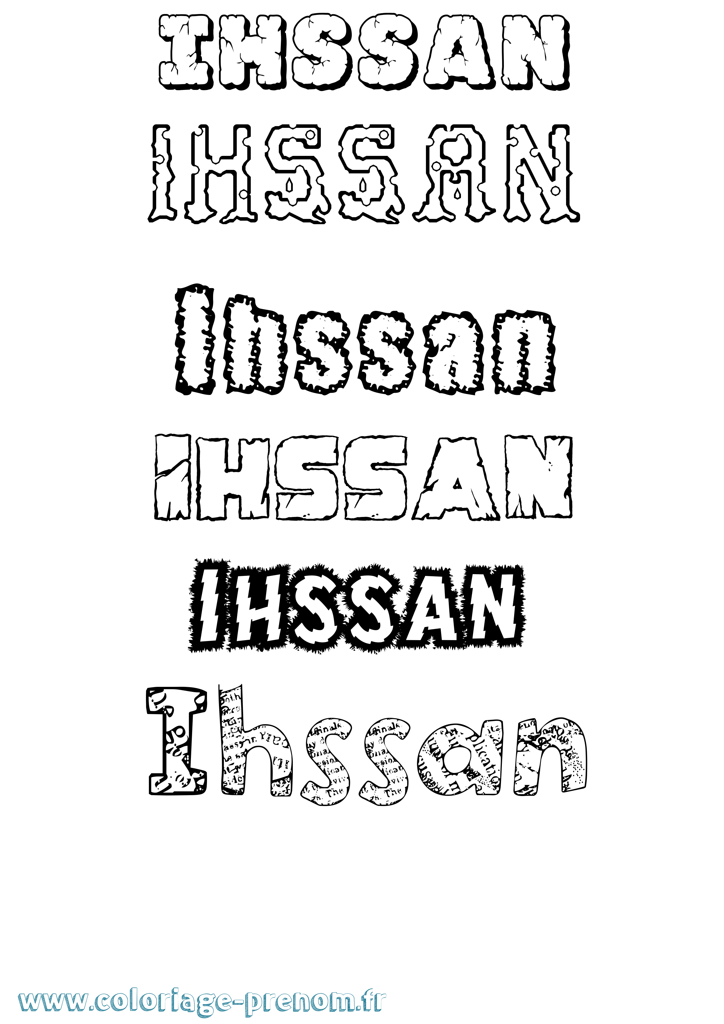Coloriage prénom Ihssan Destructuré