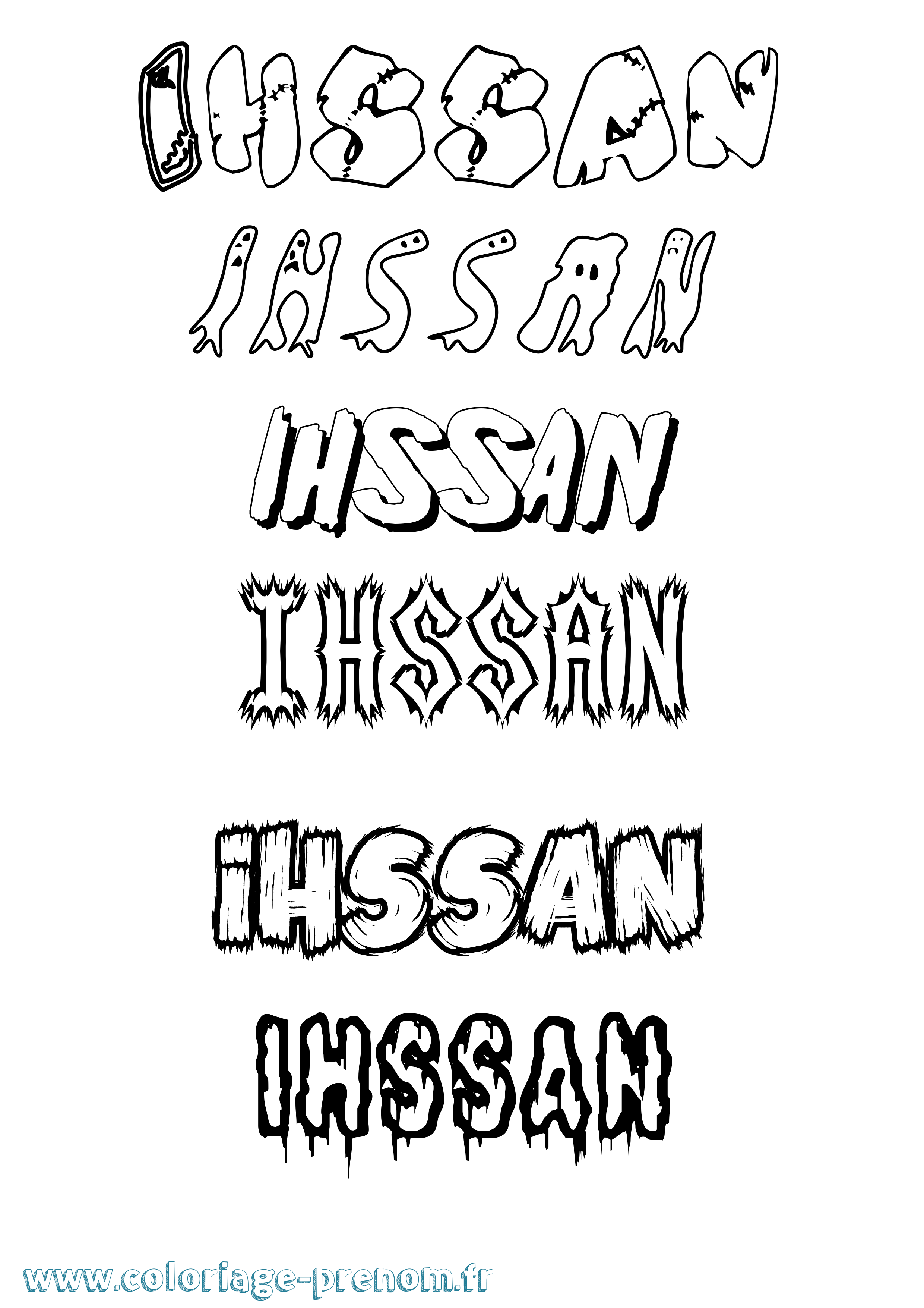 Coloriage prénom Ihssan Frisson
