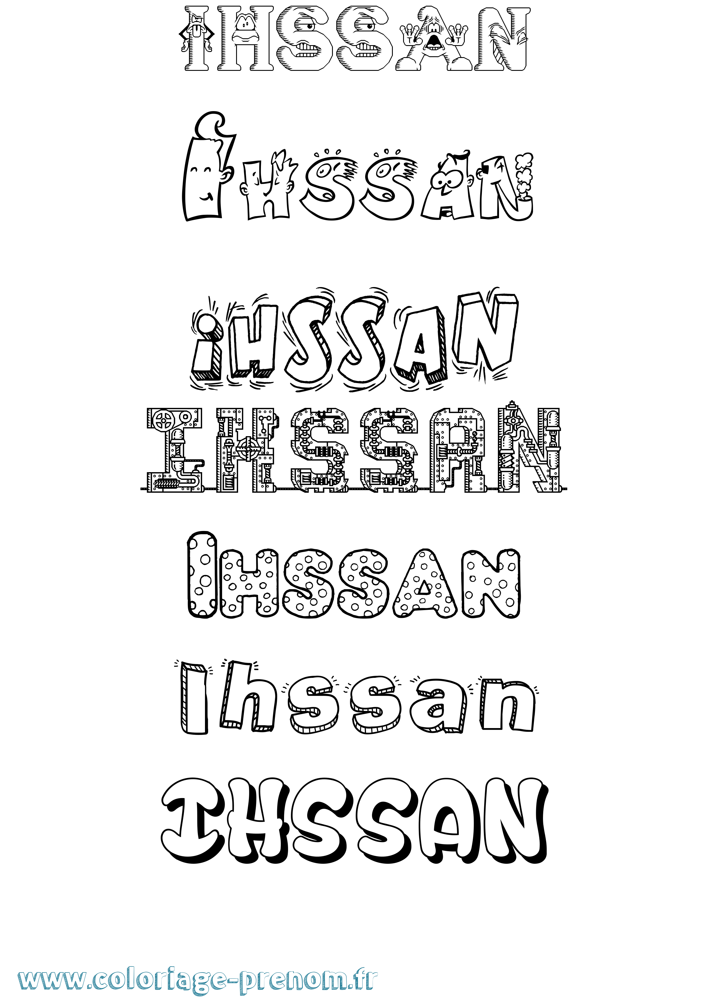 Coloriage prénom Ihssan Fun