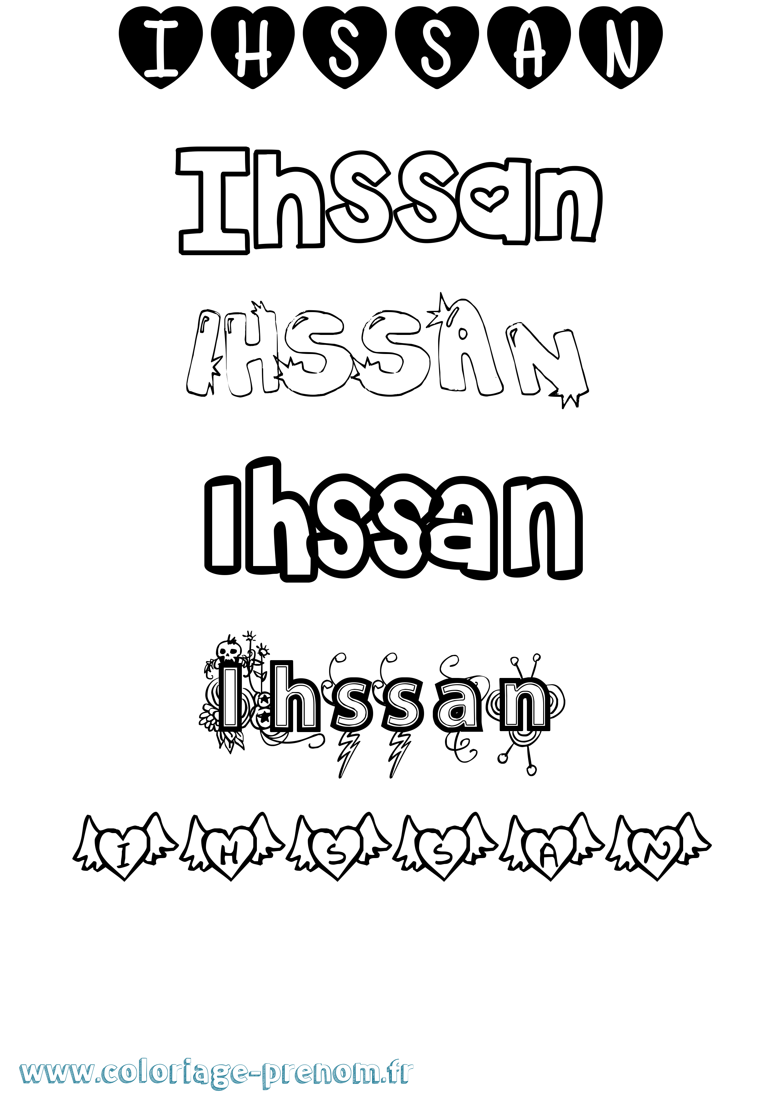Coloriage prénom Ihssan Girly