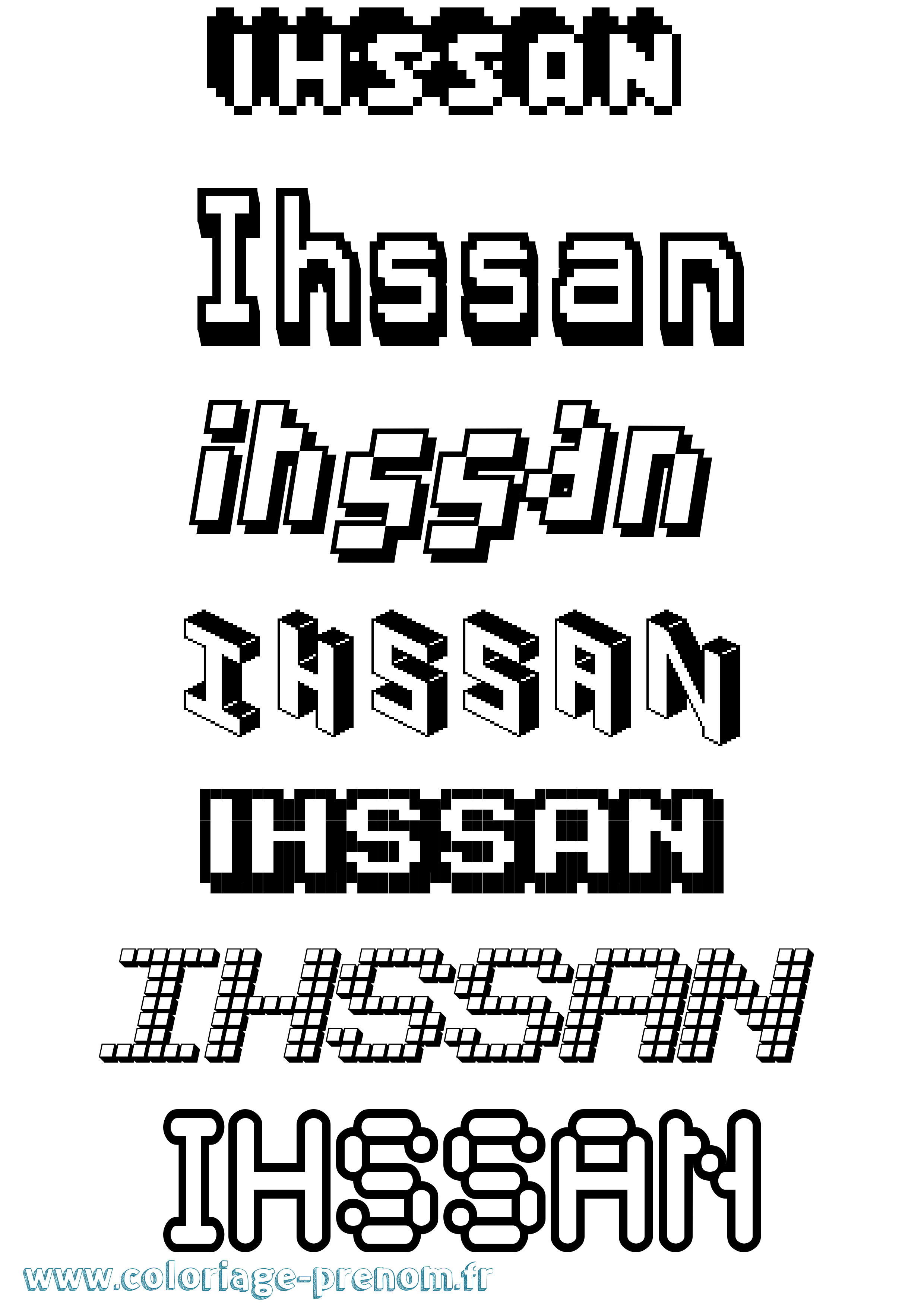 Coloriage prénom Ihssan Pixel