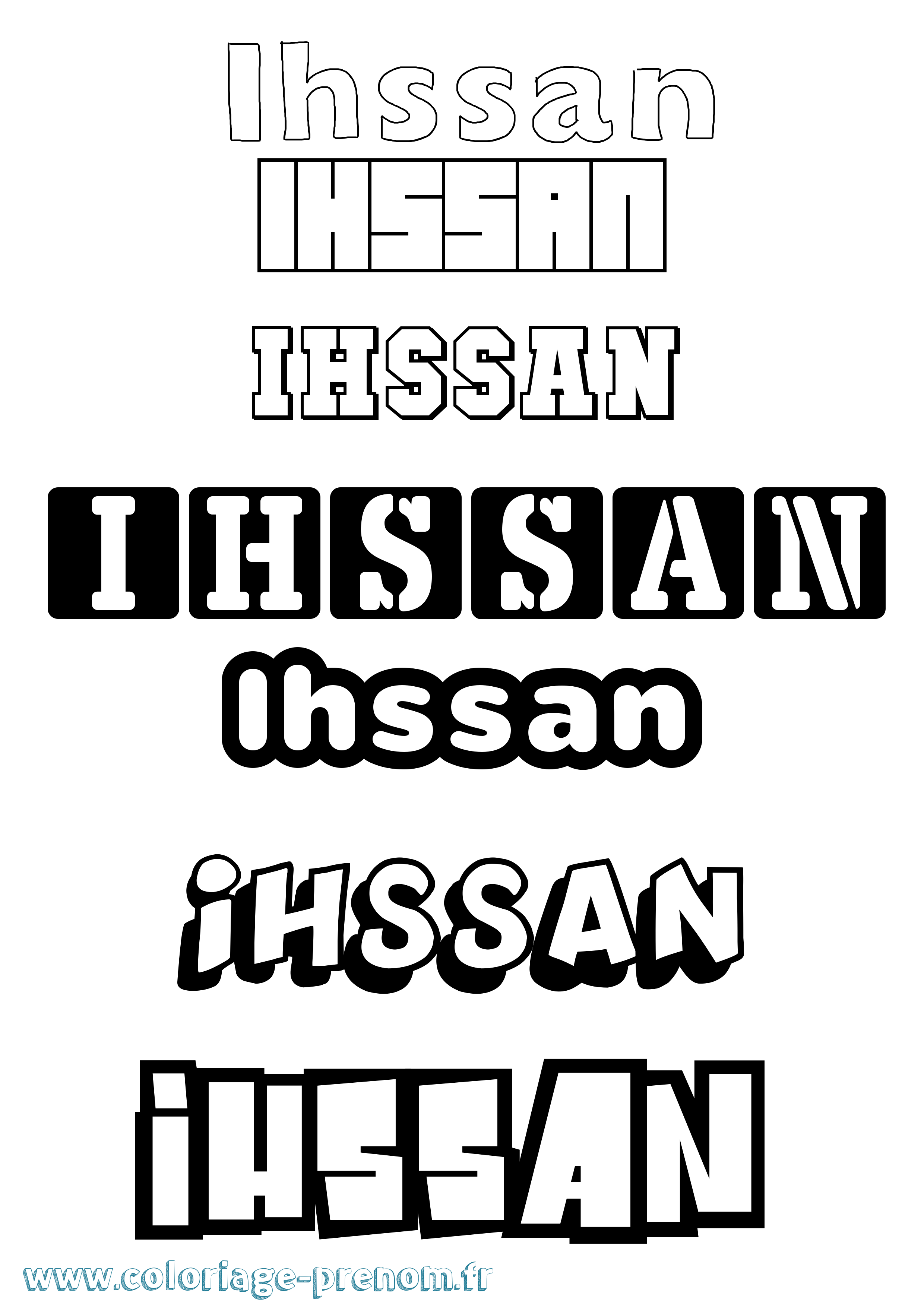 Coloriage prénom Ihssan Simple