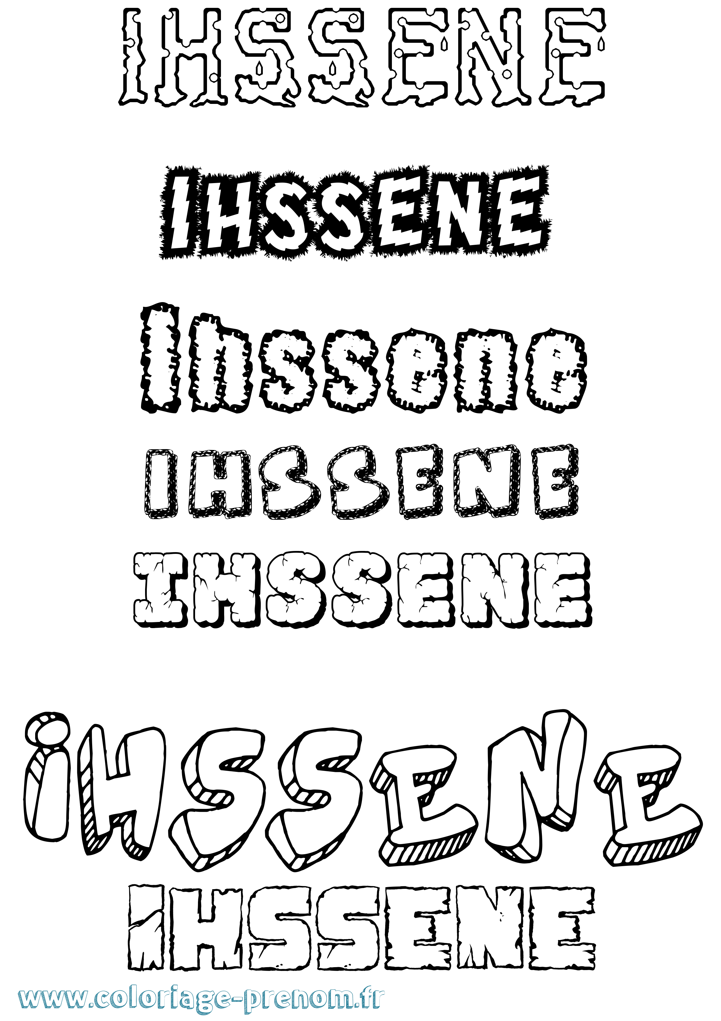 Coloriage Ihssene Destructuré Coloriage prénom Ihssene Destructuré