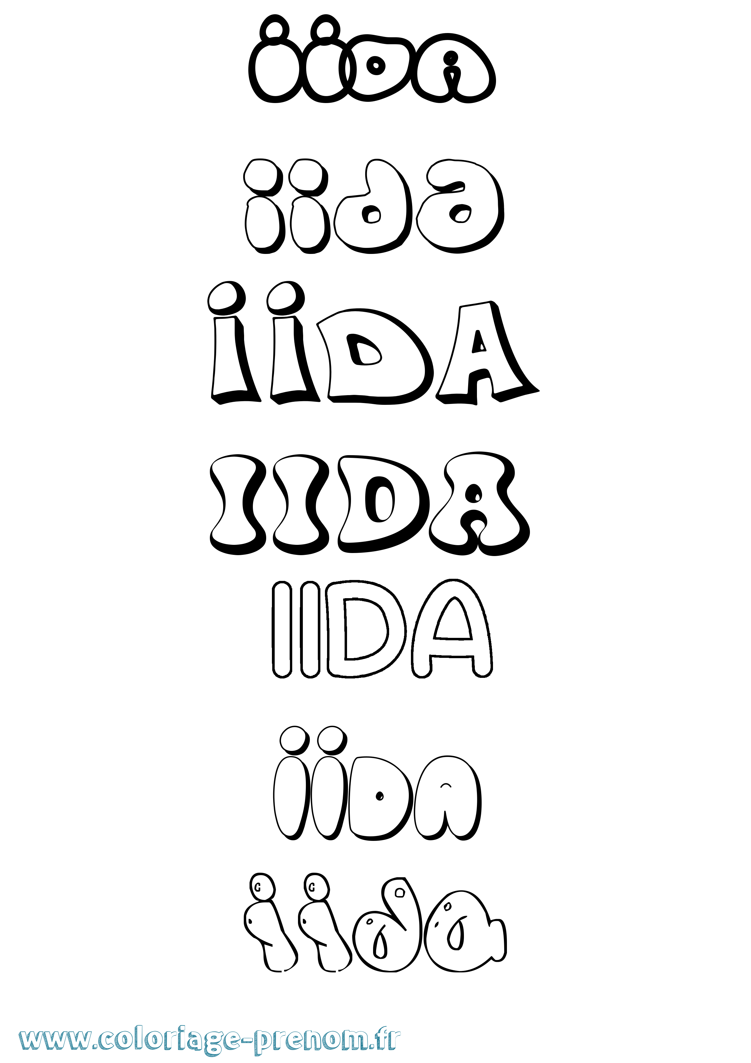 Coloriage prénom Iida Bubble