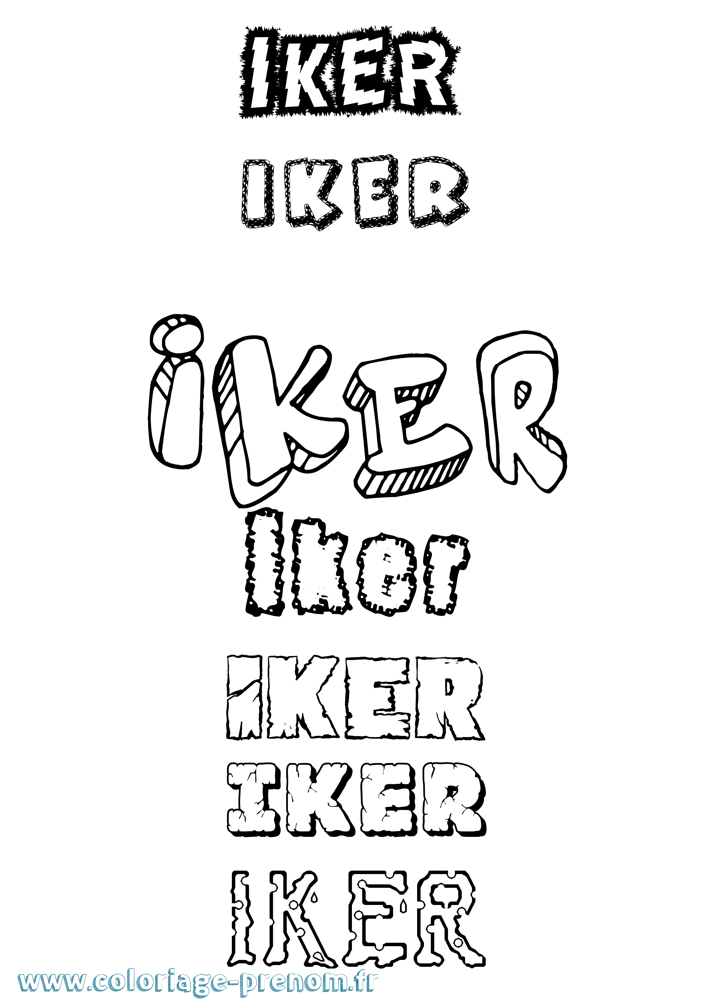 Coloriage Iker Destructuré Coloriage prénom Iker Destructuré