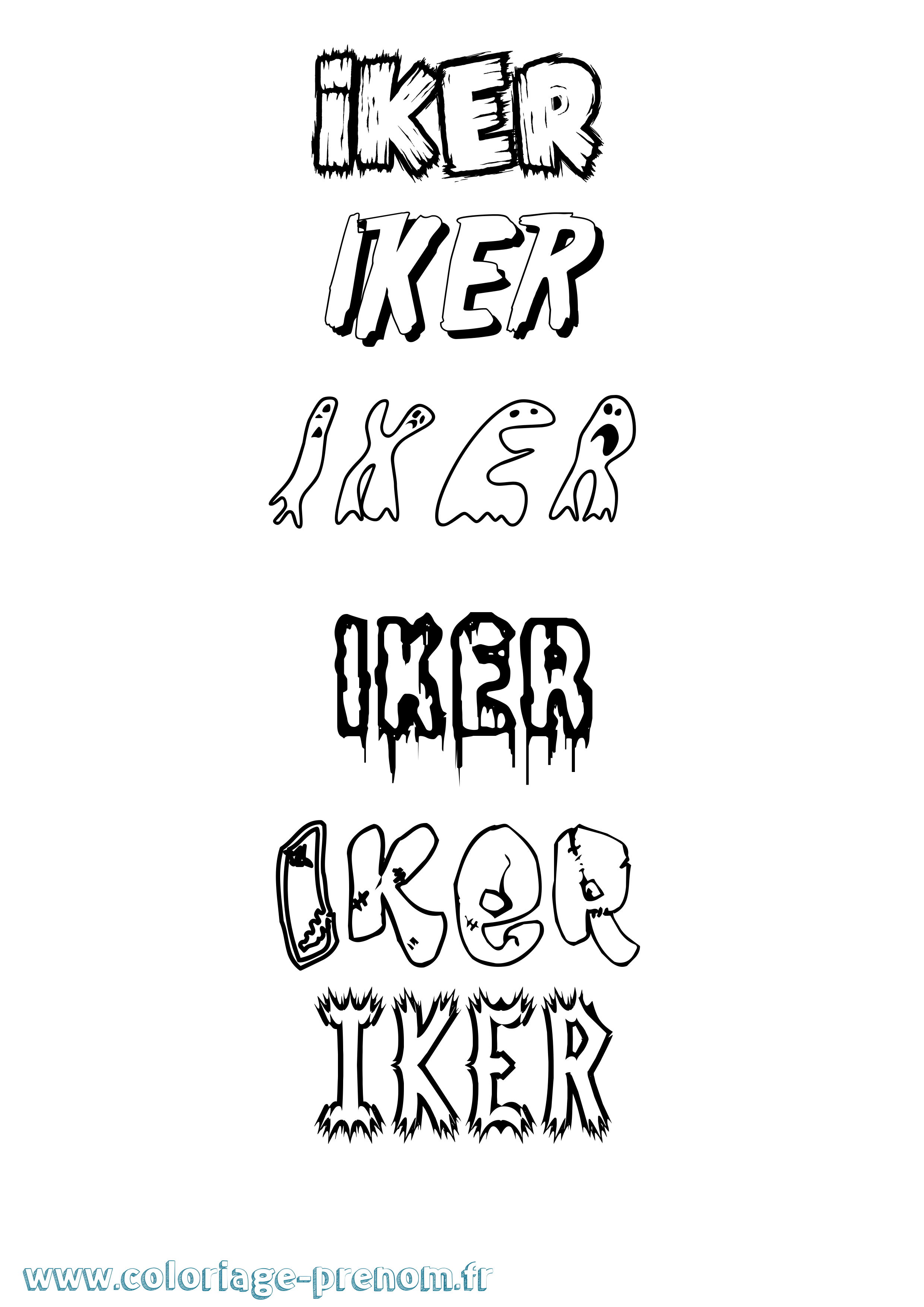 Coloriage Iker Frisson Coloriage prénom Iker Frisson