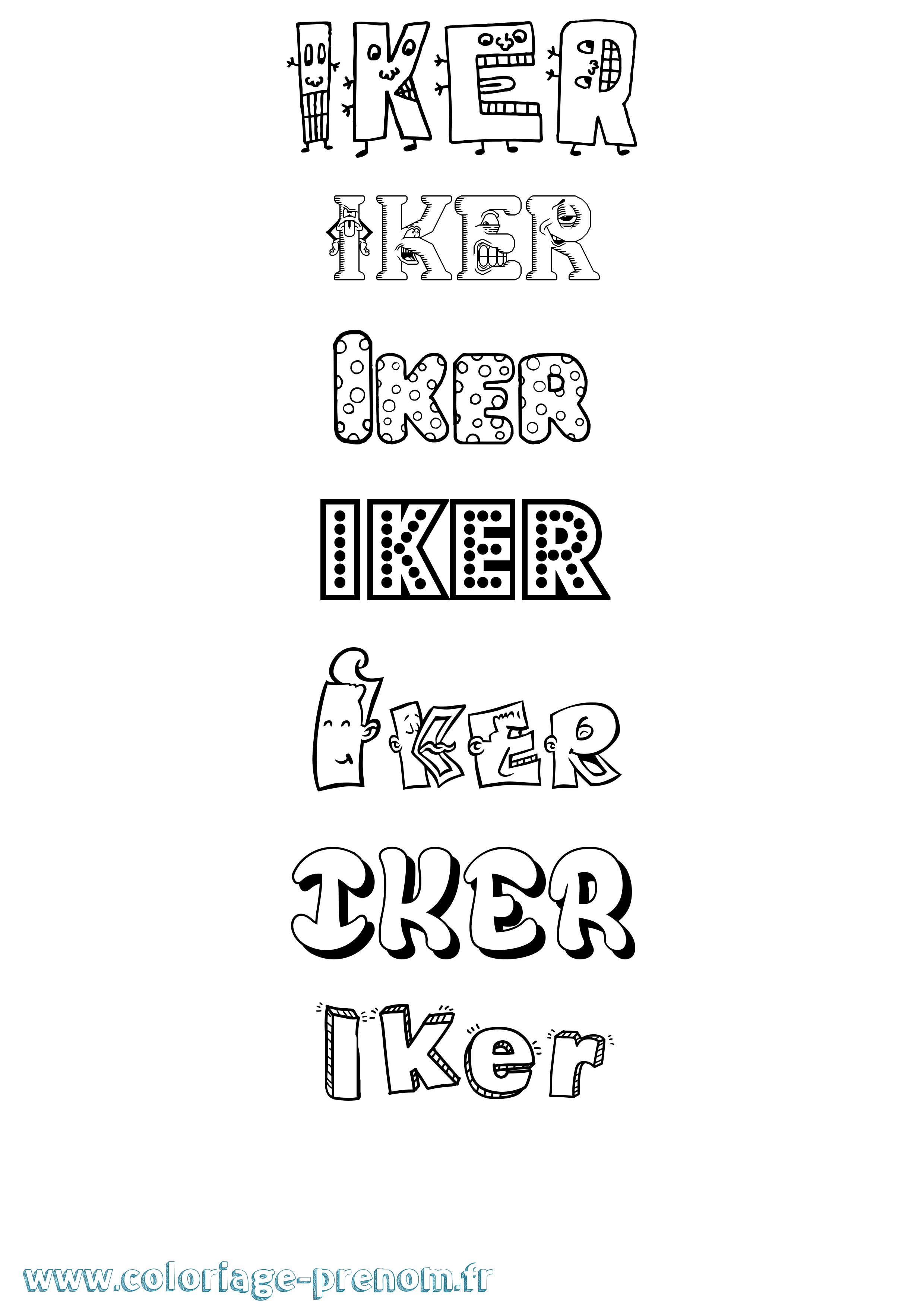 Coloriage prénom Iker Fun