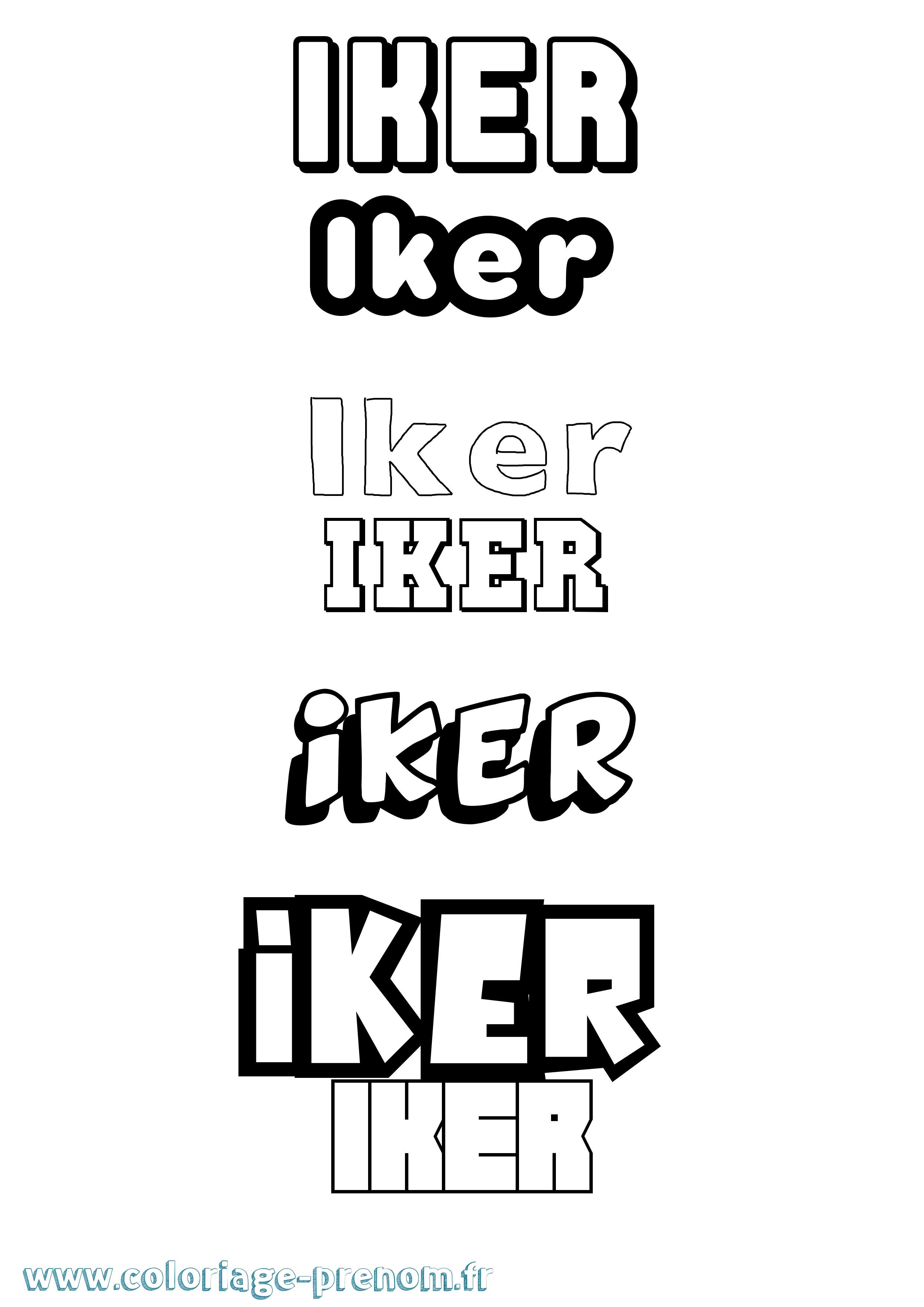 Coloriage prénom Iker Simple