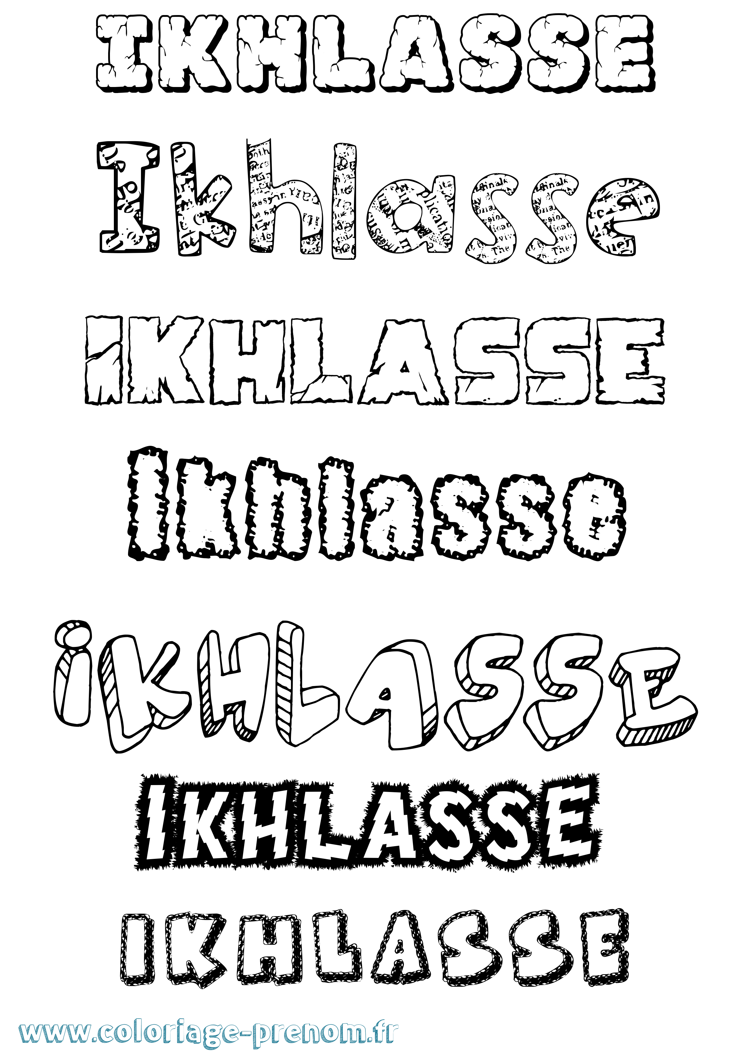 Coloriage Ikhlasse Destructuré Coloriage prénom Ikhlasse Destructuré