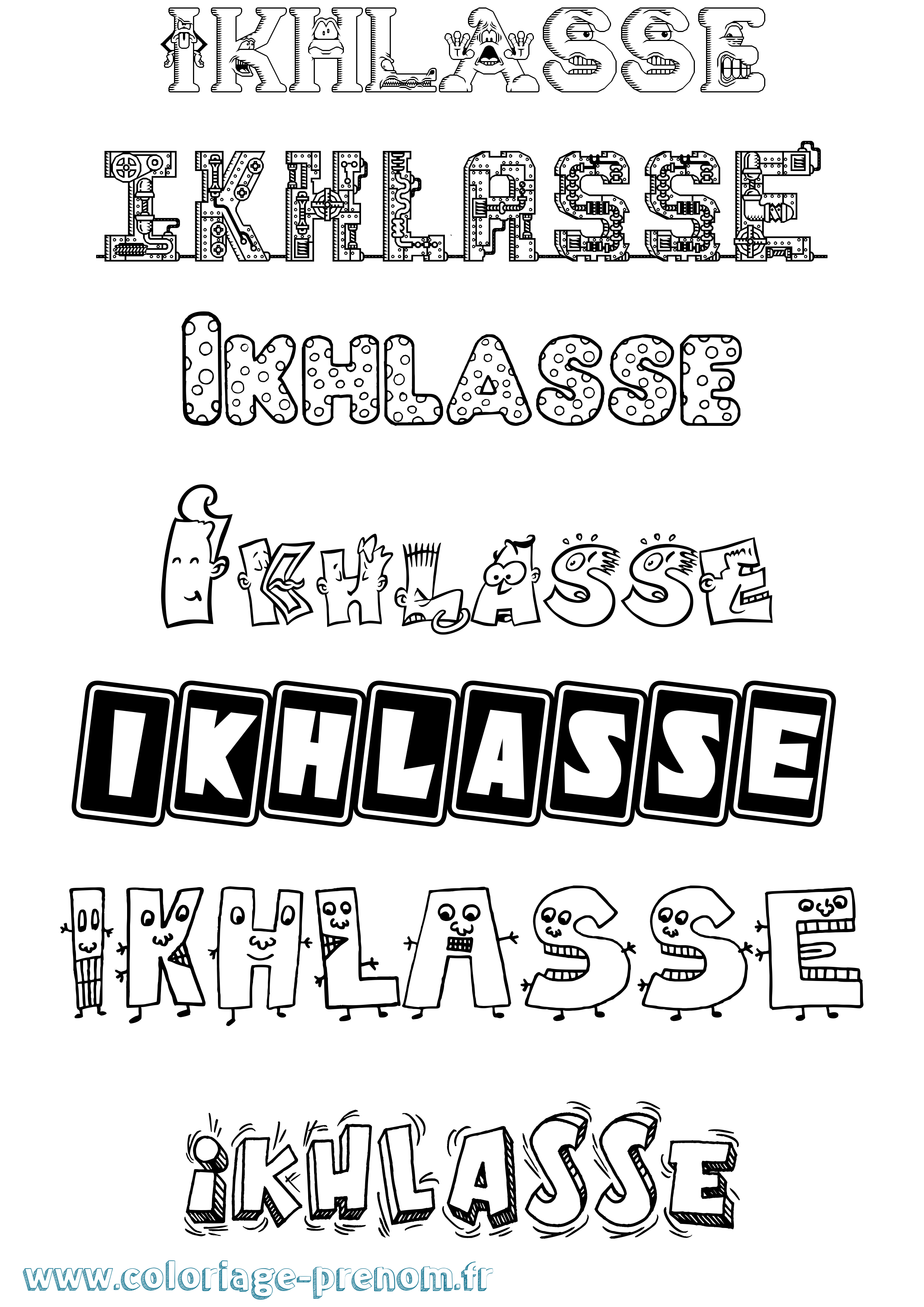Coloriage Ikhlasse Fun Coloriage prénom Ikhlasse Fun