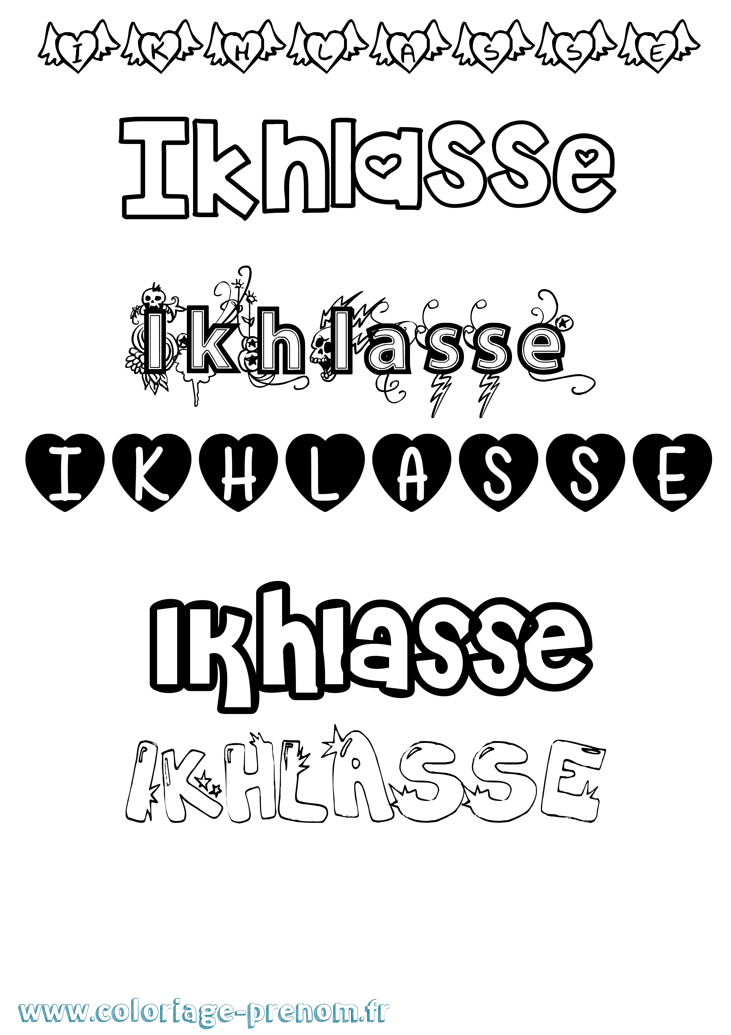 Coloriage Ikhlasse Girly Coloriage prénom Ikhlasse Girly