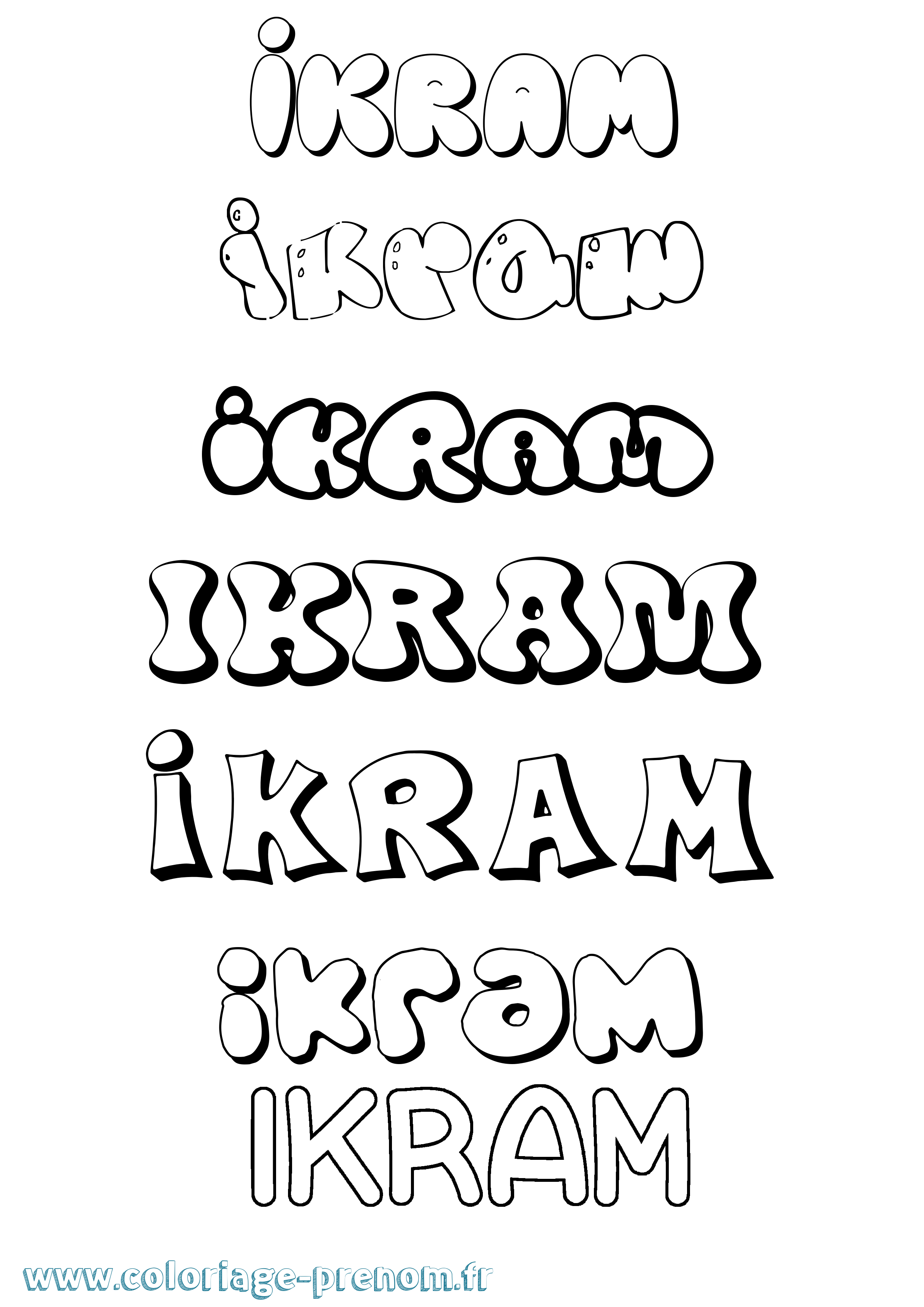 Coloriage prénom Ikram Bubble