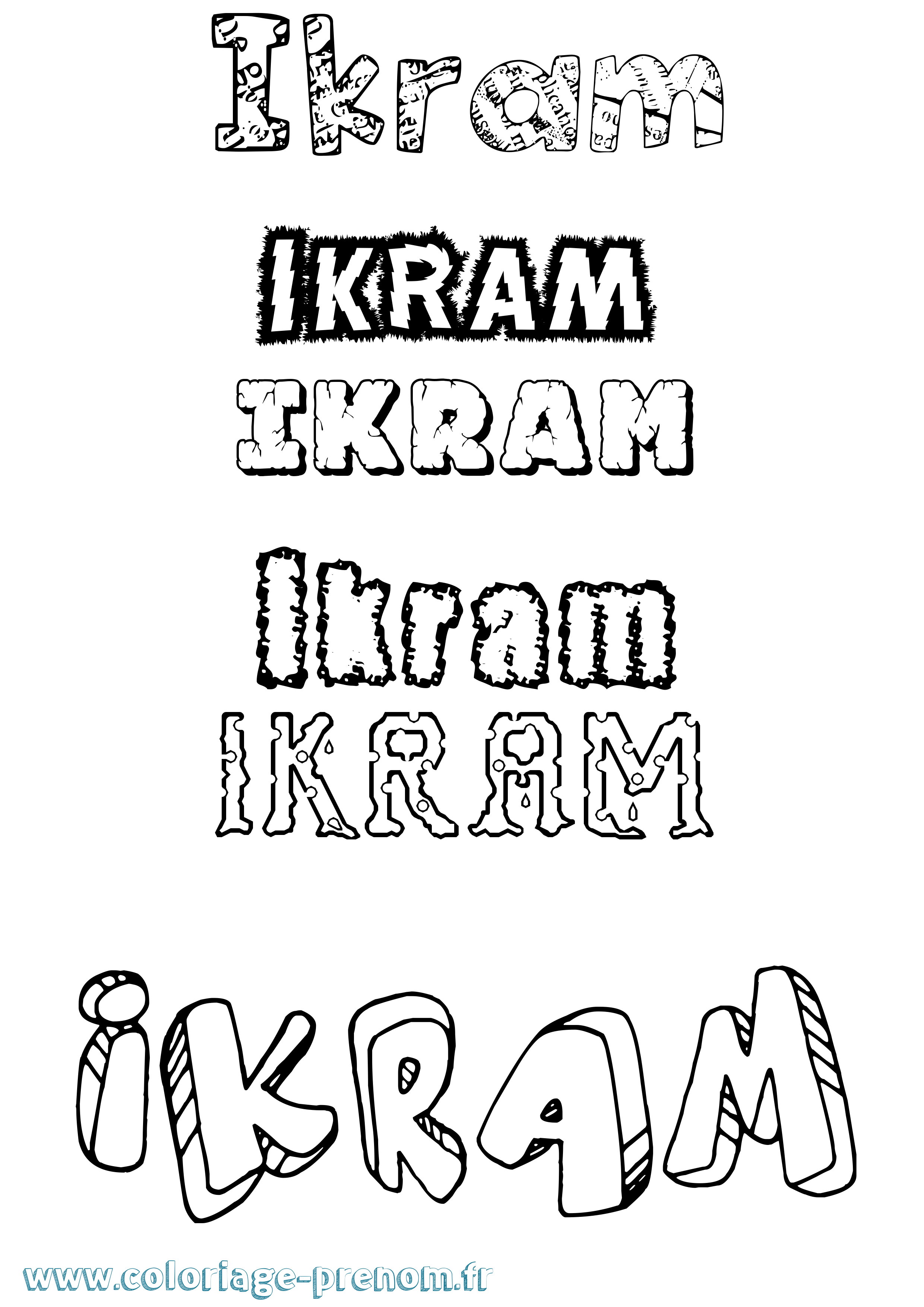Coloriage prénom Ikram Destructuré