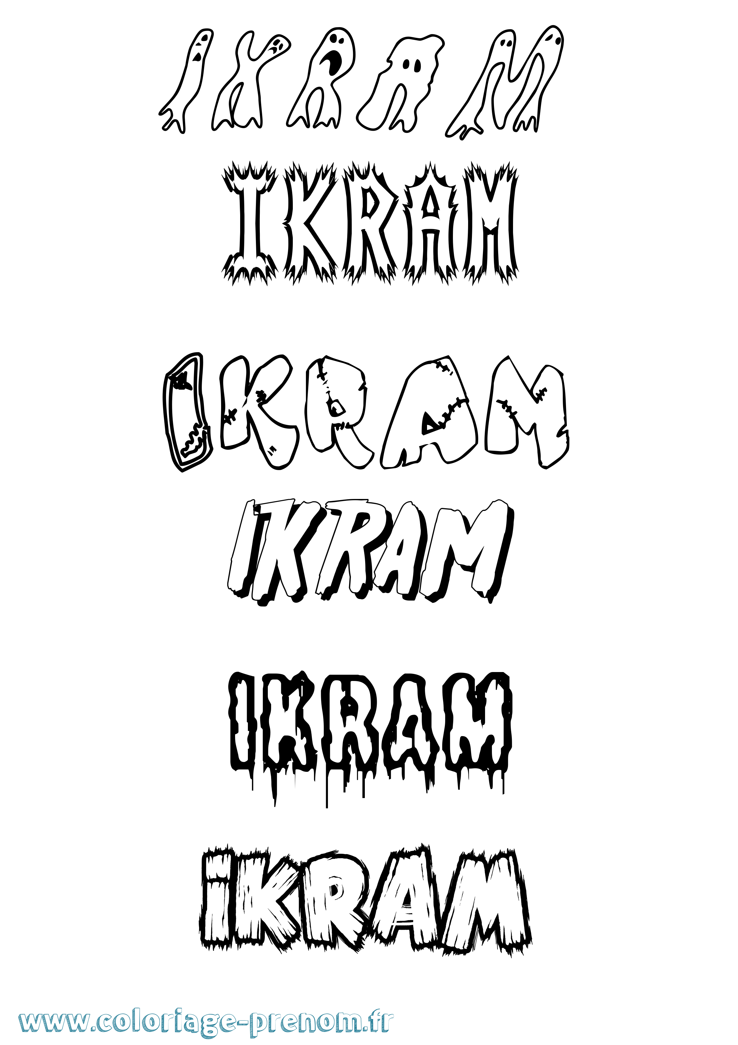 Coloriage prénom Ikram Frisson