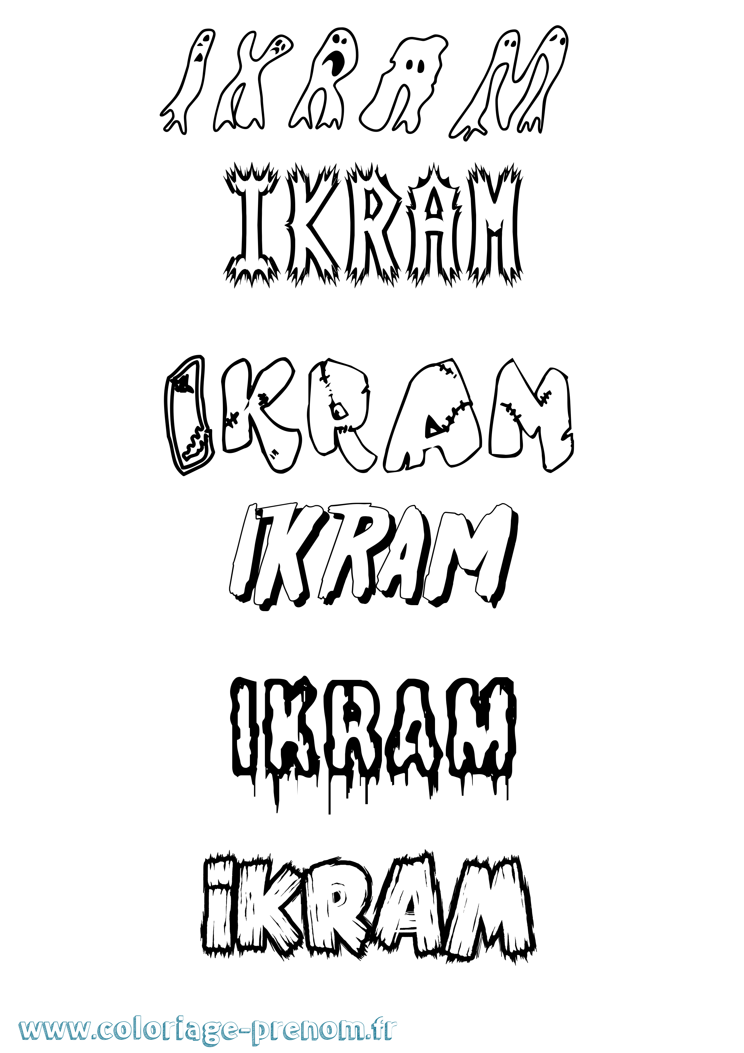 Coloriage Ikram Frisson Coloriage prénom Ikram Frisson