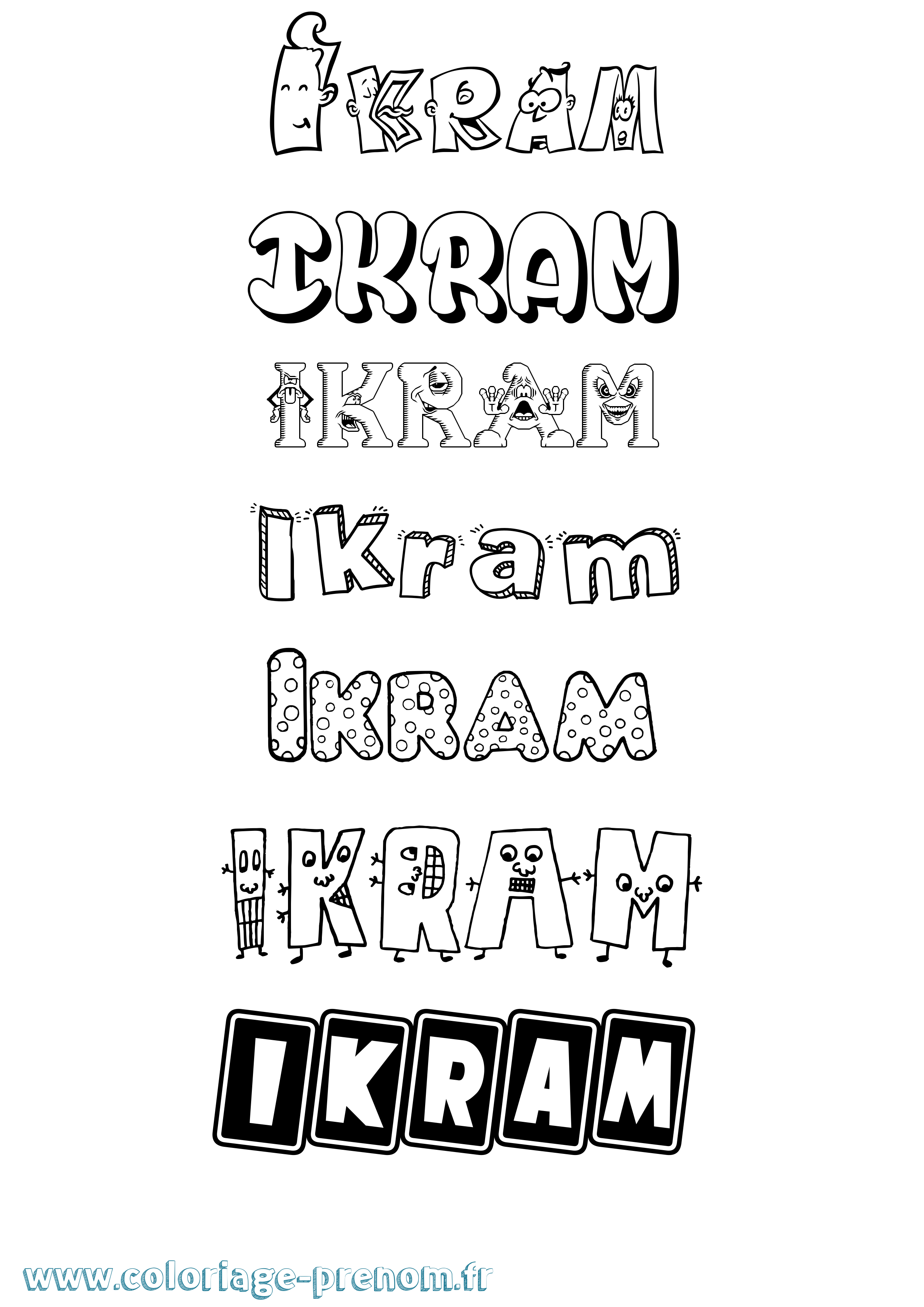 Coloriage prénom Ikram Fun