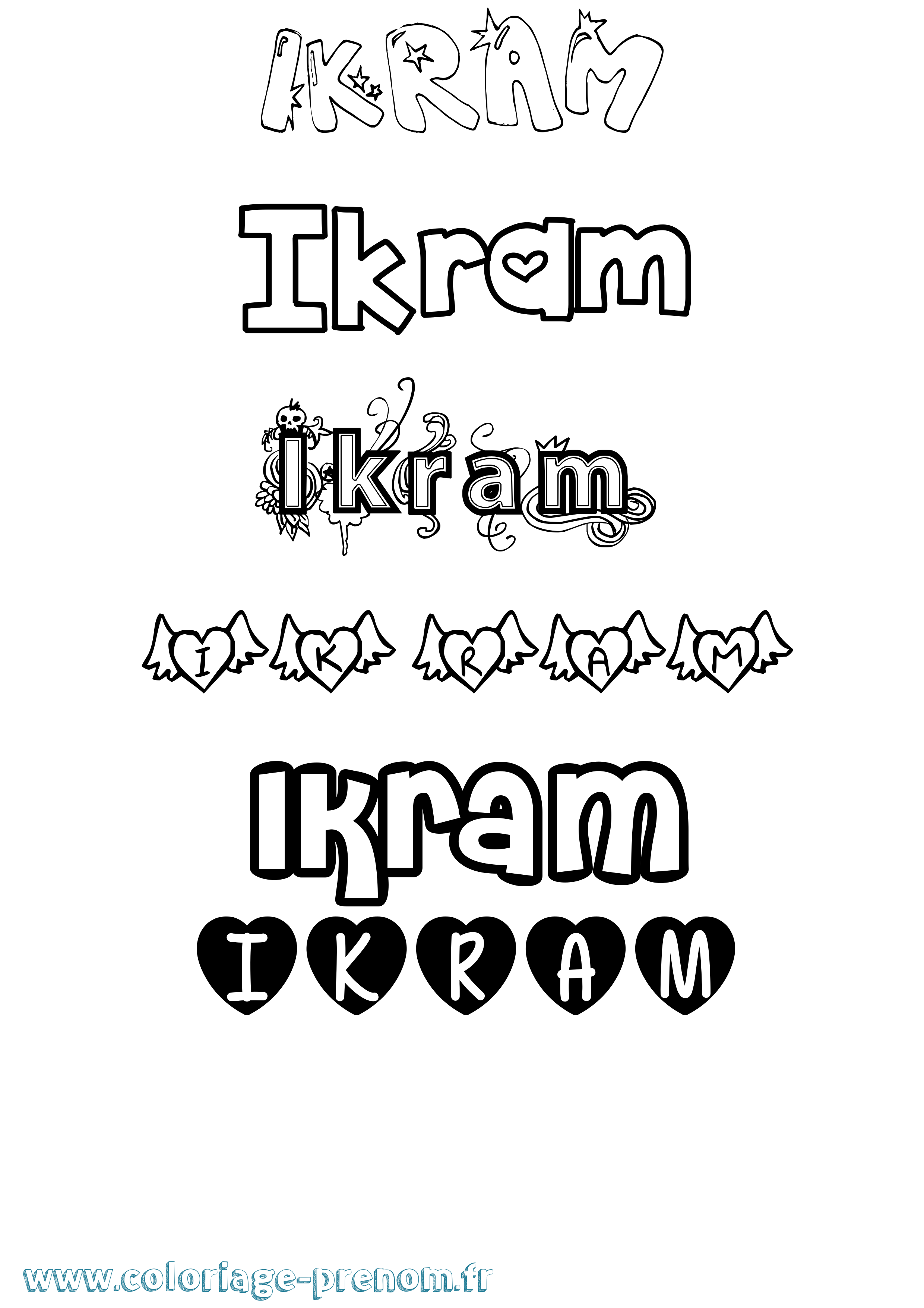 Coloriage prénom Ikram Girly