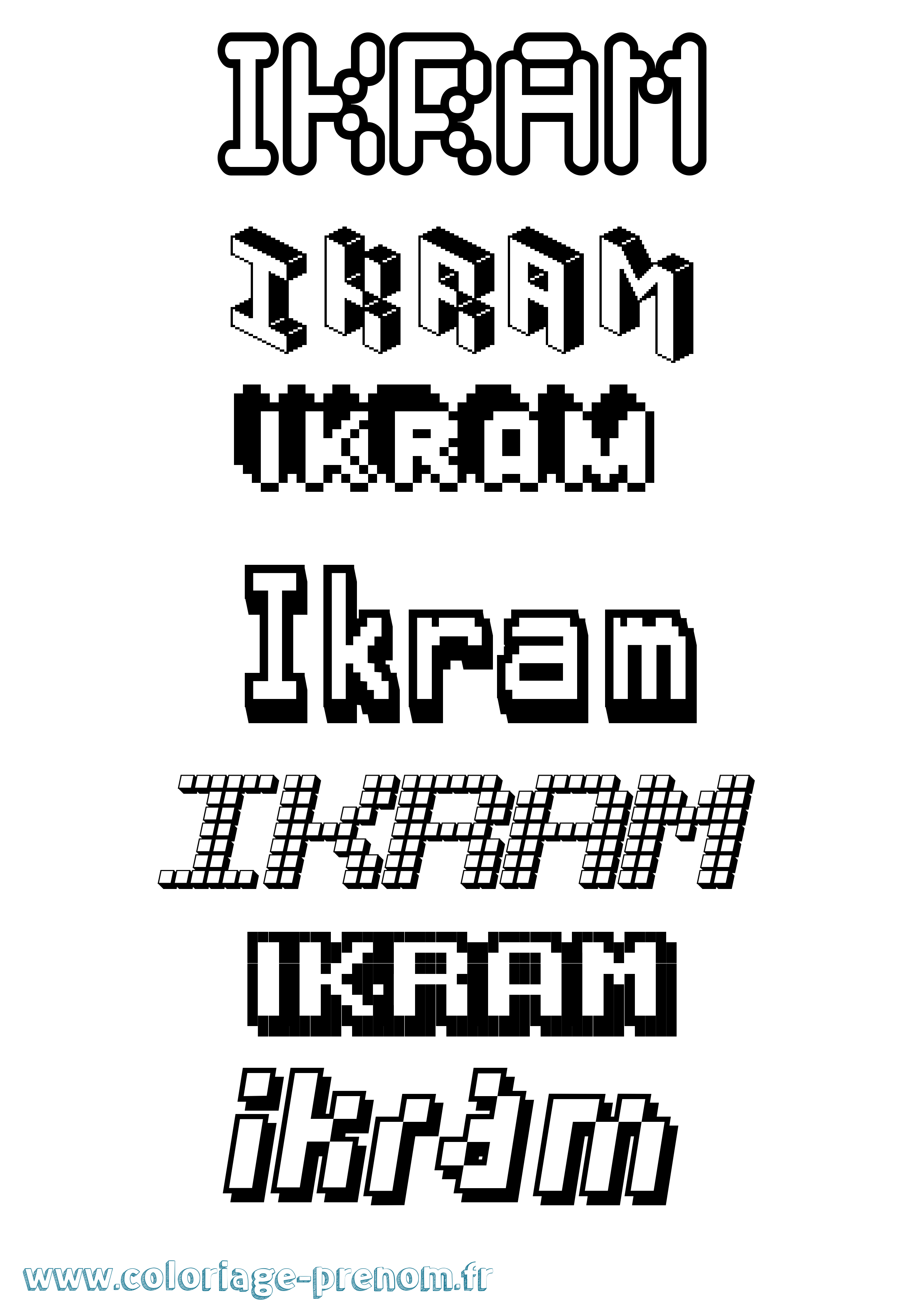 Coloriage prénom Ikram Pixel