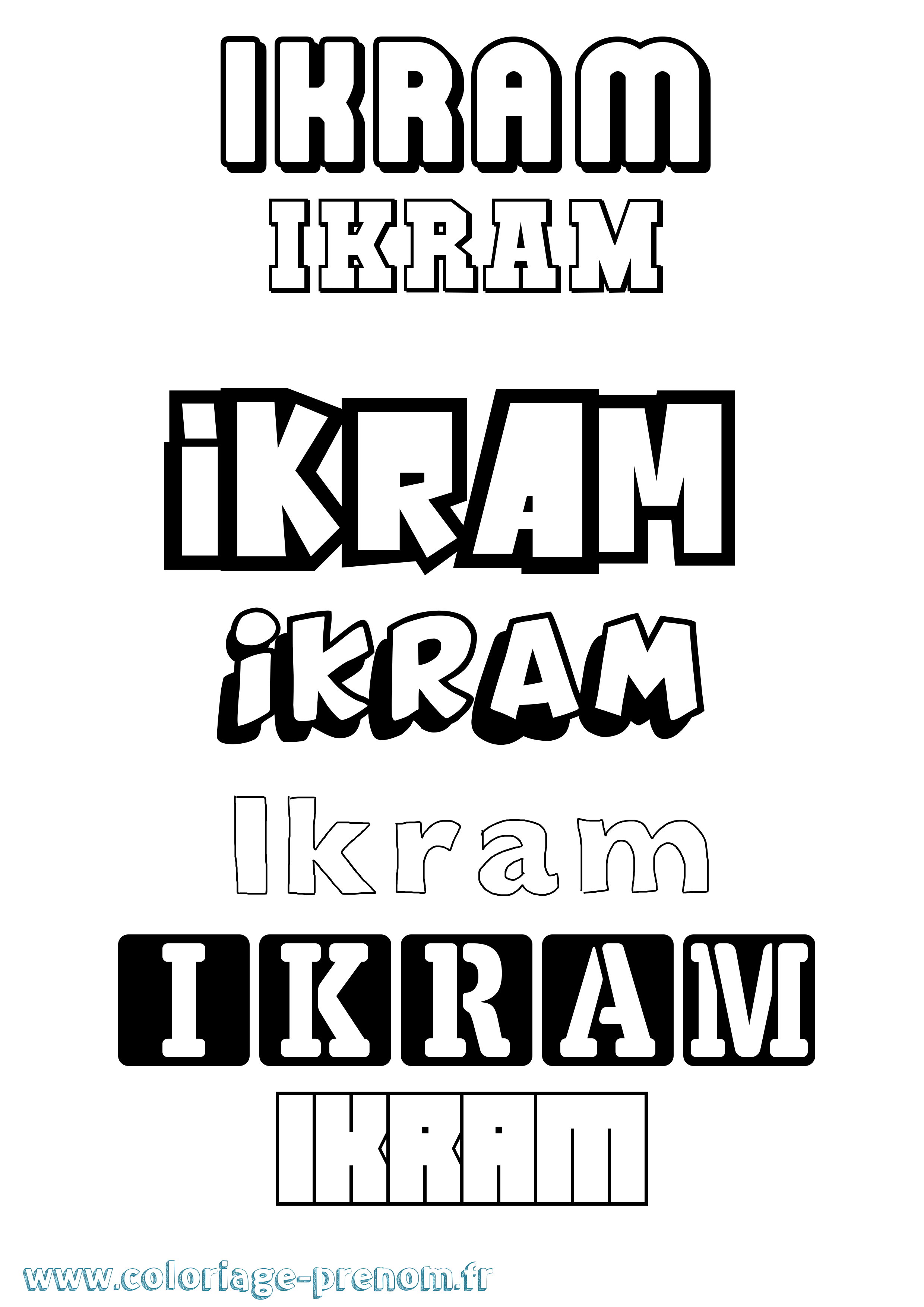 Coloriage prénom Ikram Simple