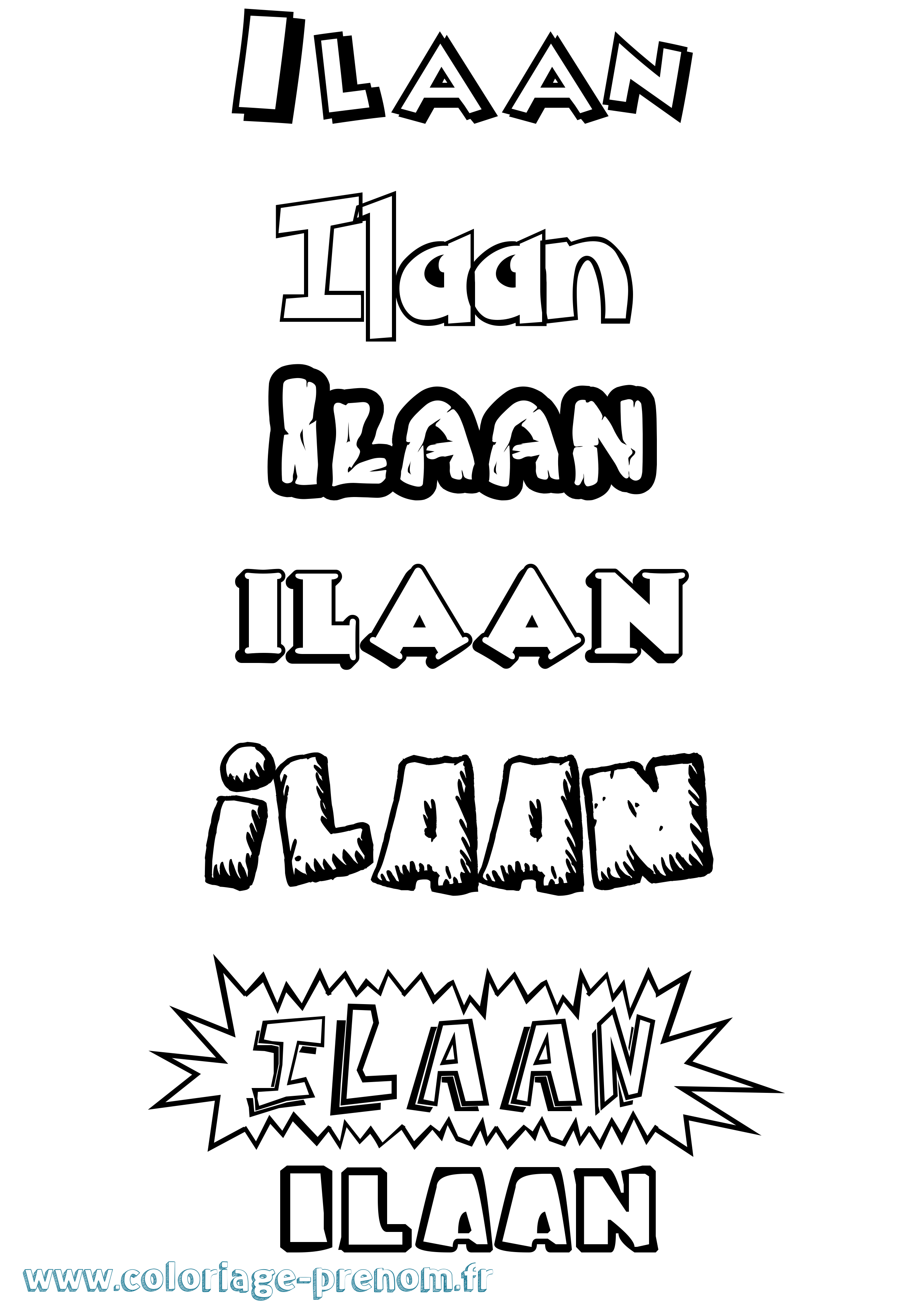 Coloriage Ilaan Dessin Animé Coloriage prénom Ilaan Dessin Animé