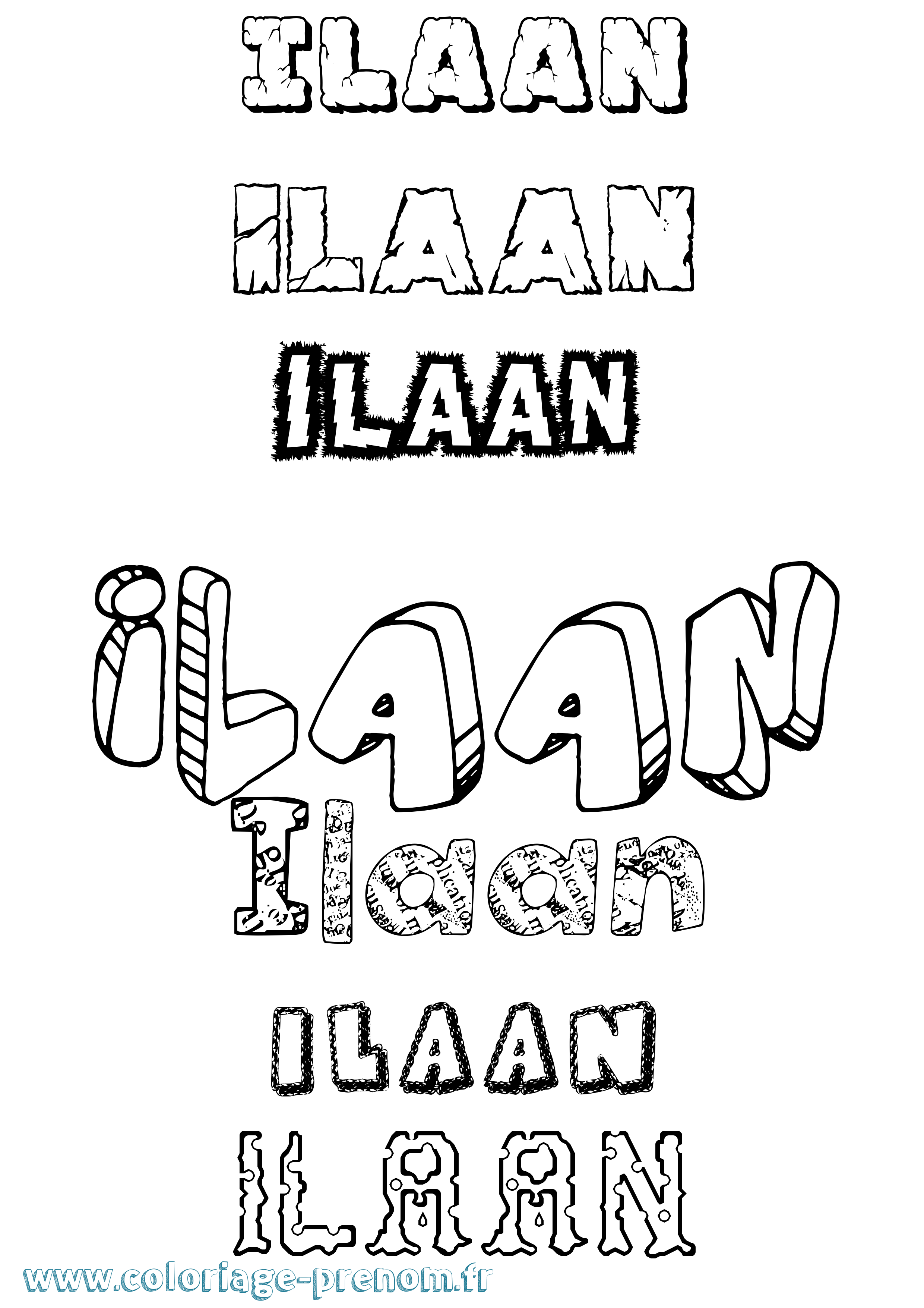 Coloriage Ilaan Destructuré Coloriage prénom Ilaan Destructuré