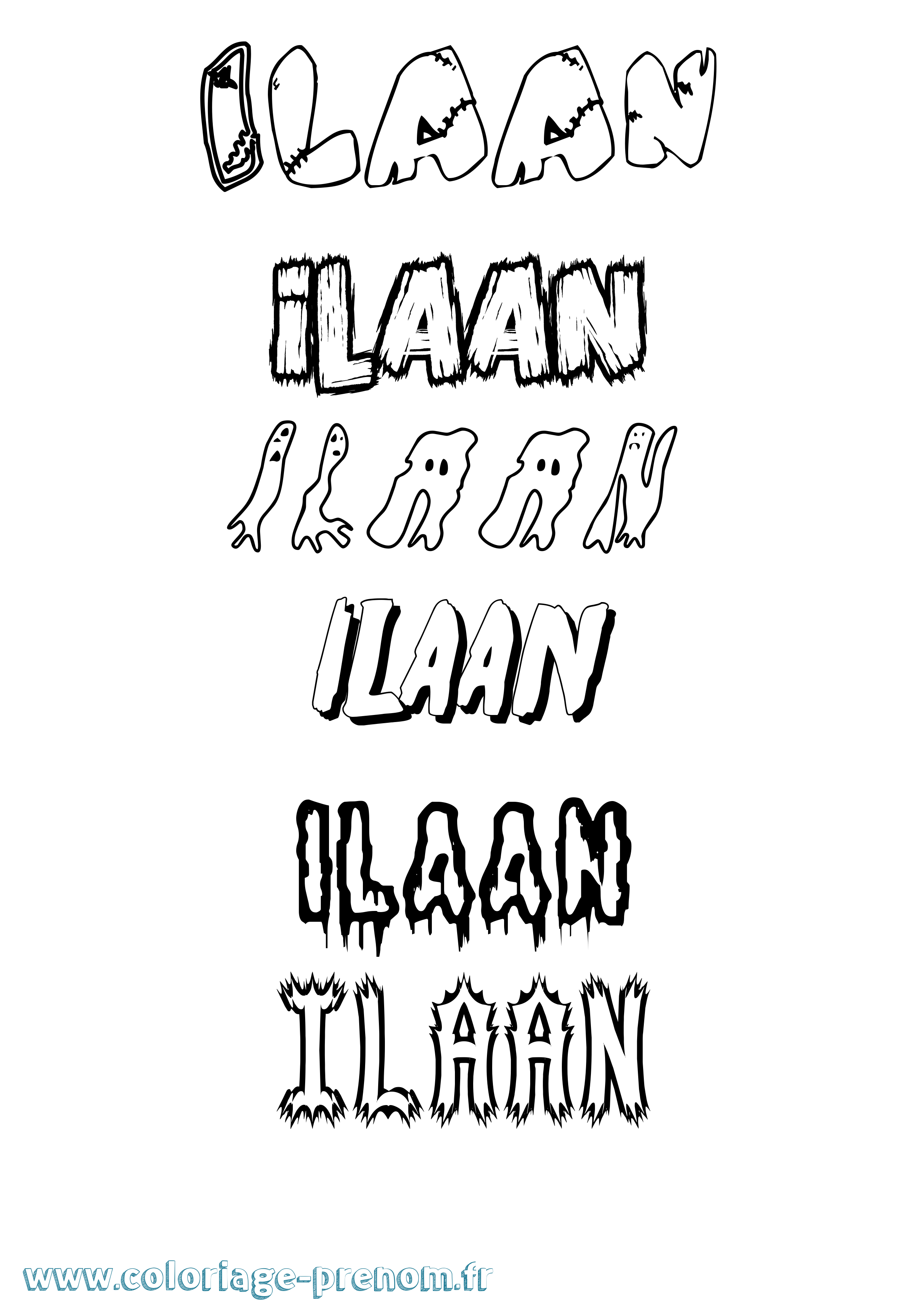 Coloriage Ilaan Frisson Coloriage prénom Ilaan Frisson