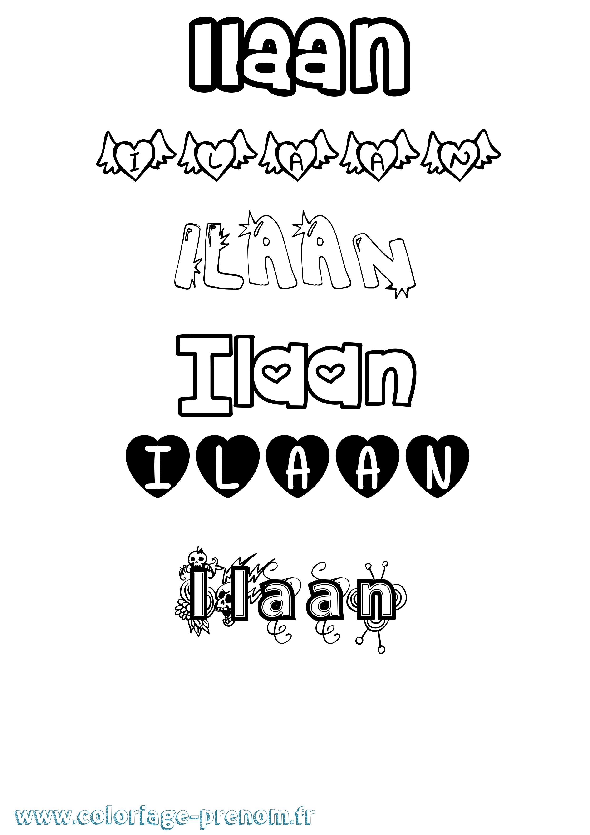 Coloriage Ilaan Girly Coloriage prénom Ilaan Girly