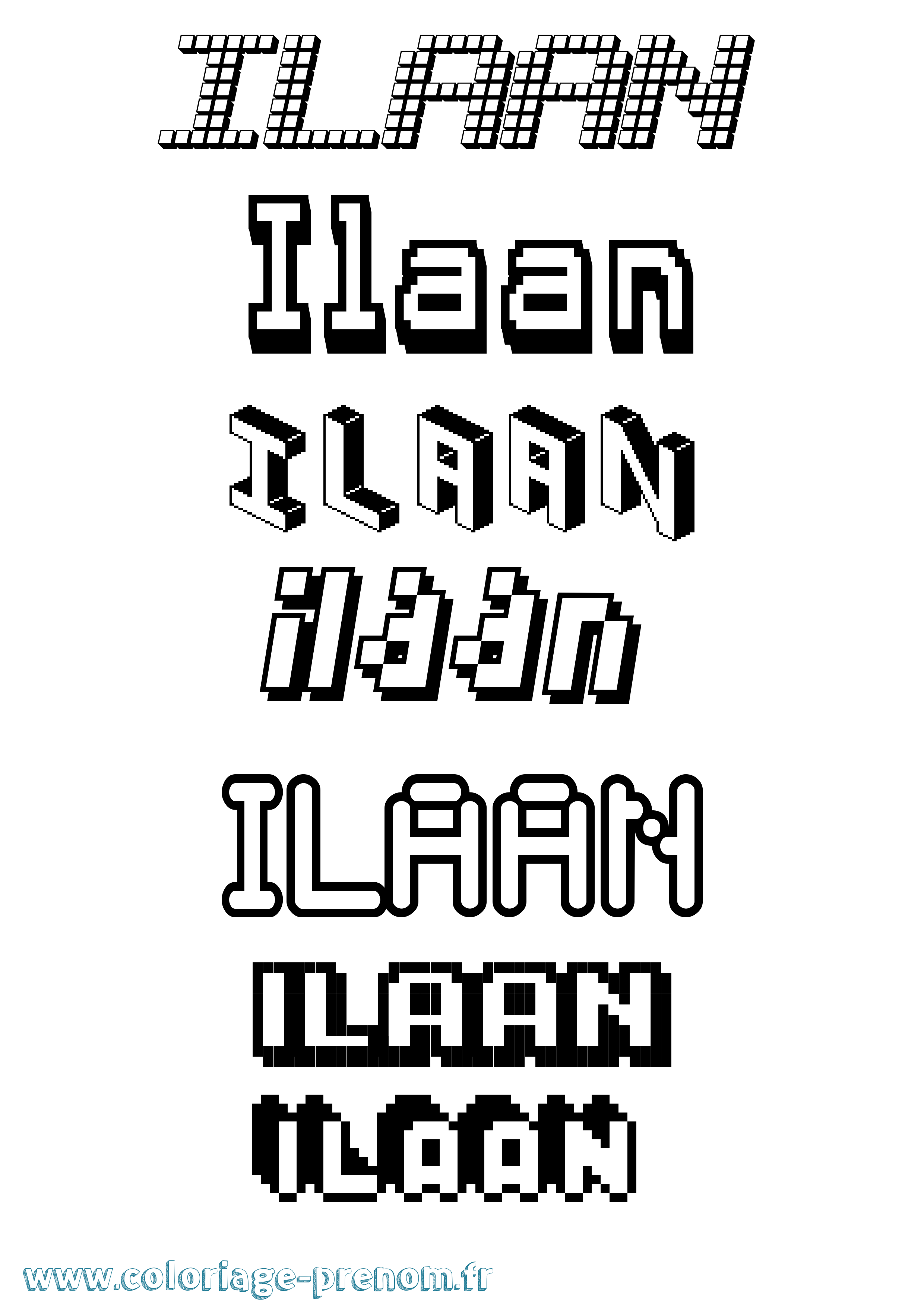Coloriage Ilaan Pixel Coloriage prénom Ilaan Pixel