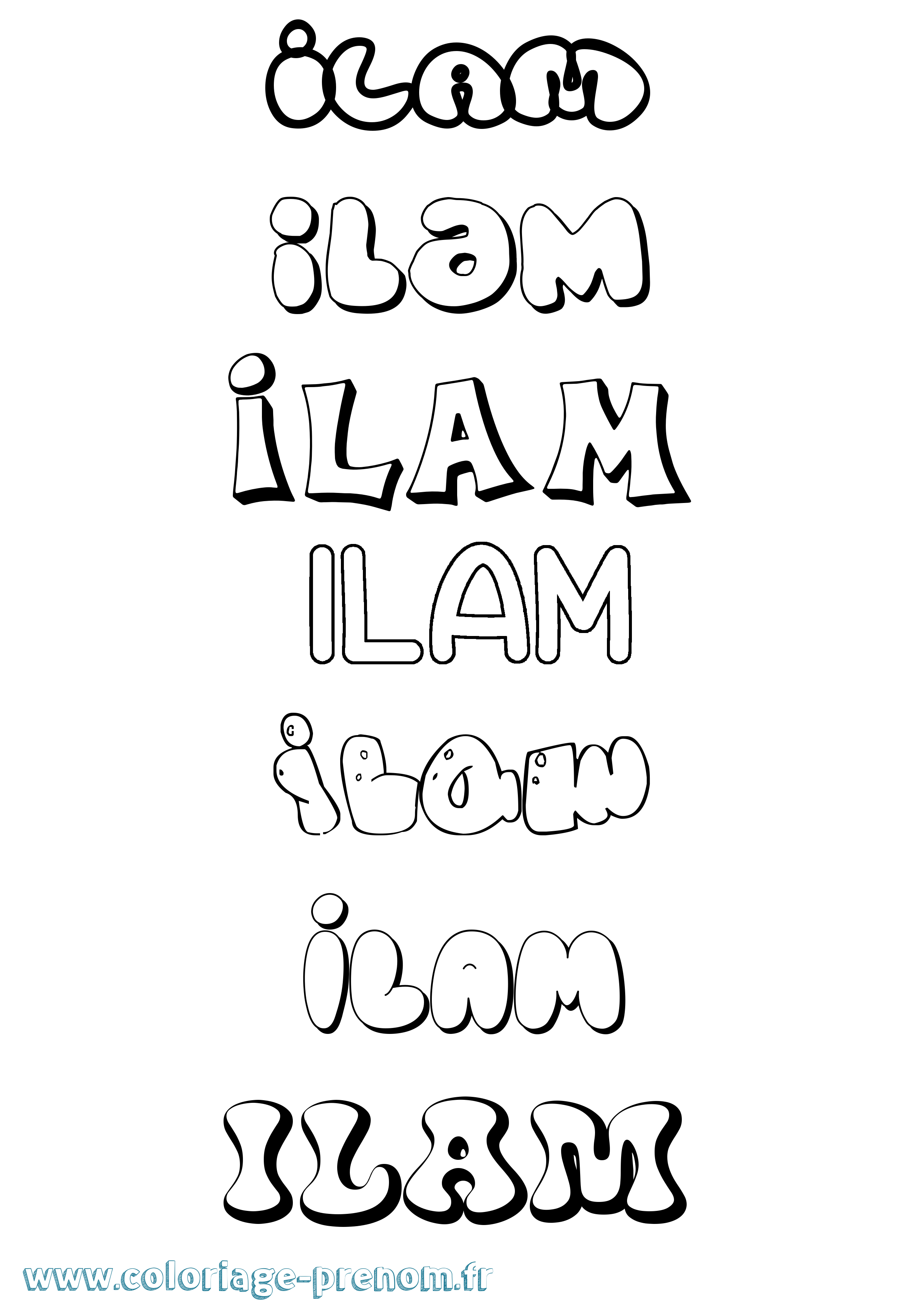 Coloriage Ilam Bubble Coloriage prénom Ilam Bubble