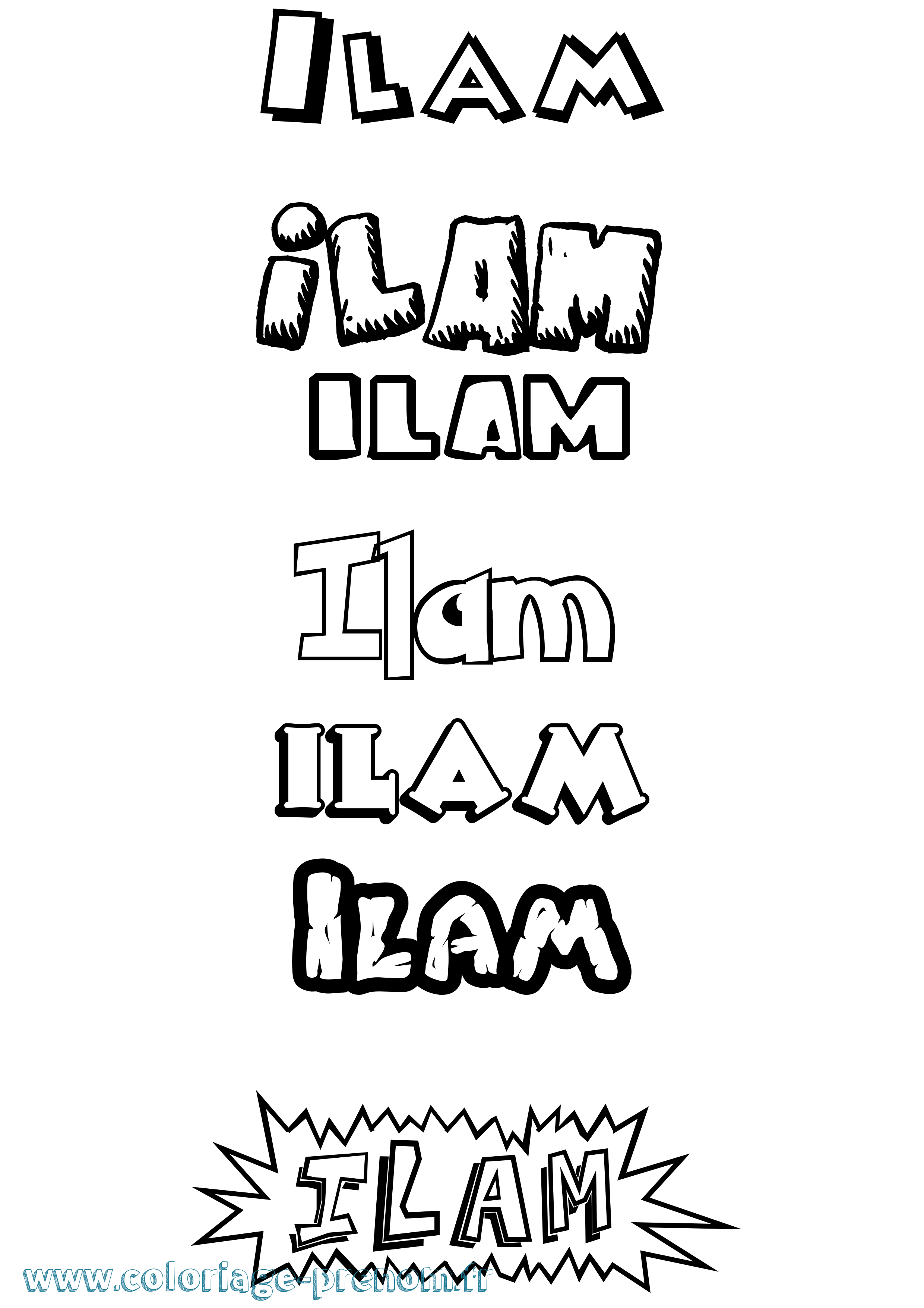 Coloriage Ilam Dessin Animé Coloriage prénom Ilam Dessin Animé