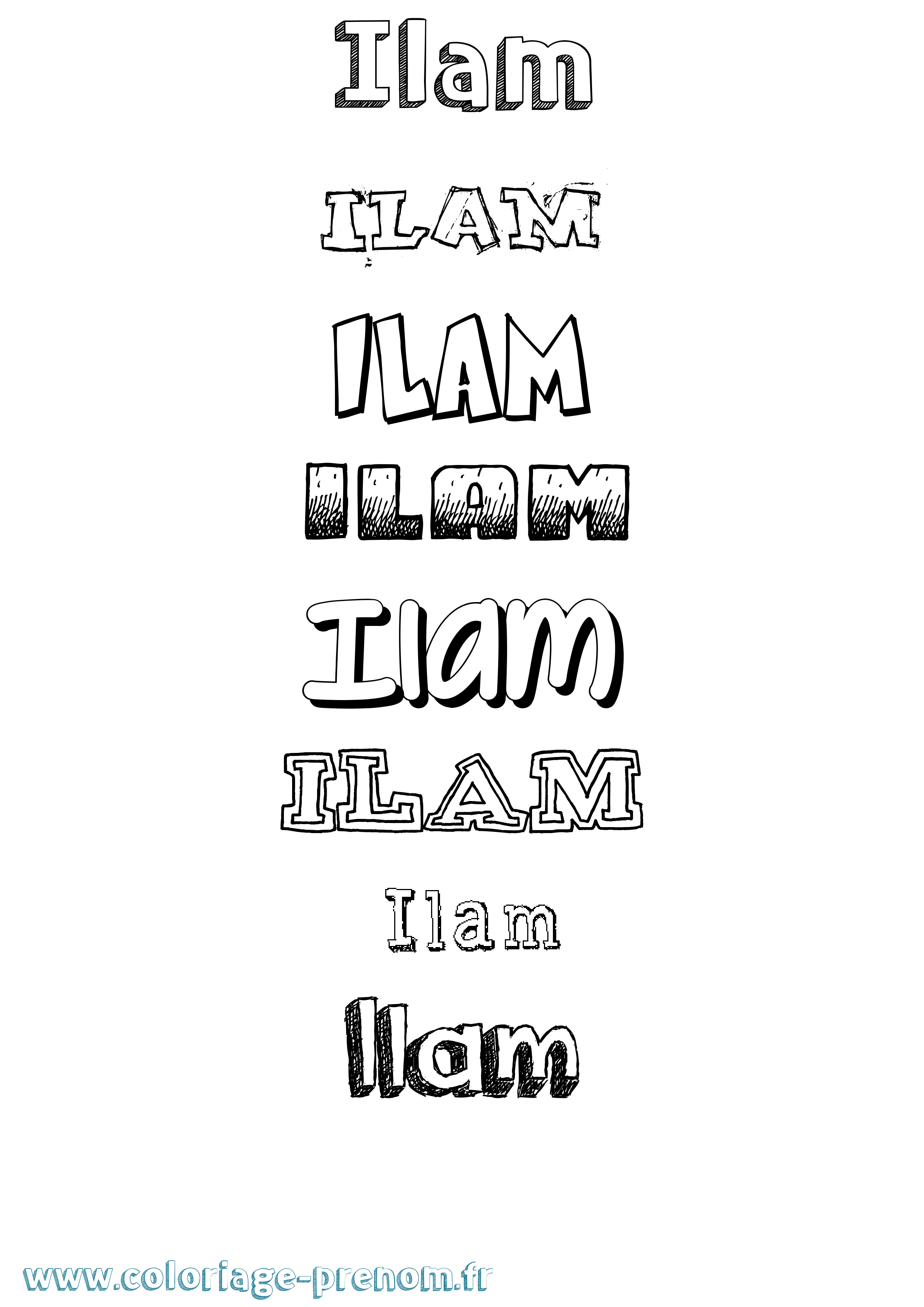 Coloriage Ilam Dessiné Coloriage prénom Ilam Dessiné