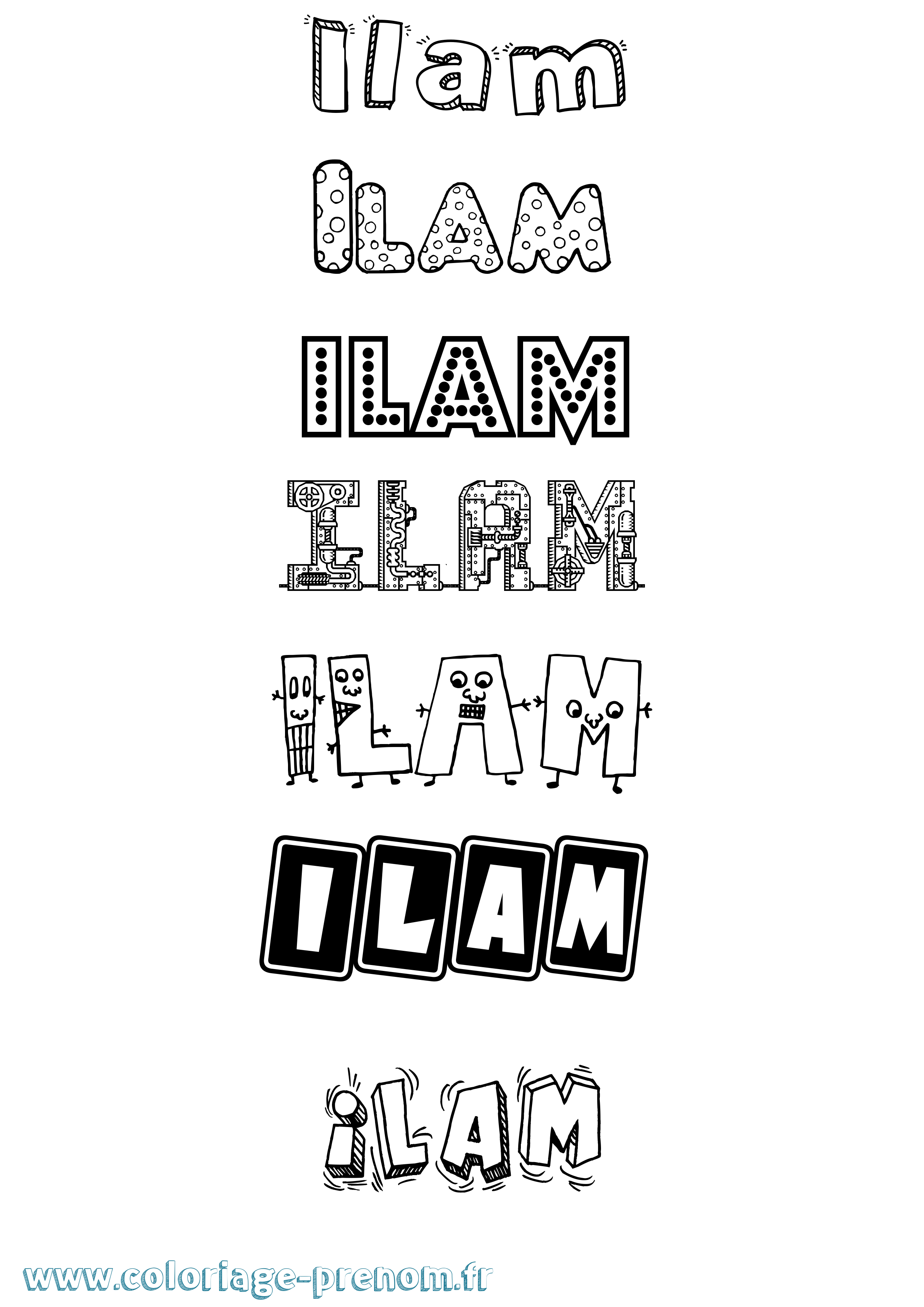 Coloriage Ilam Fun Coloriage prénom Ilam Fun