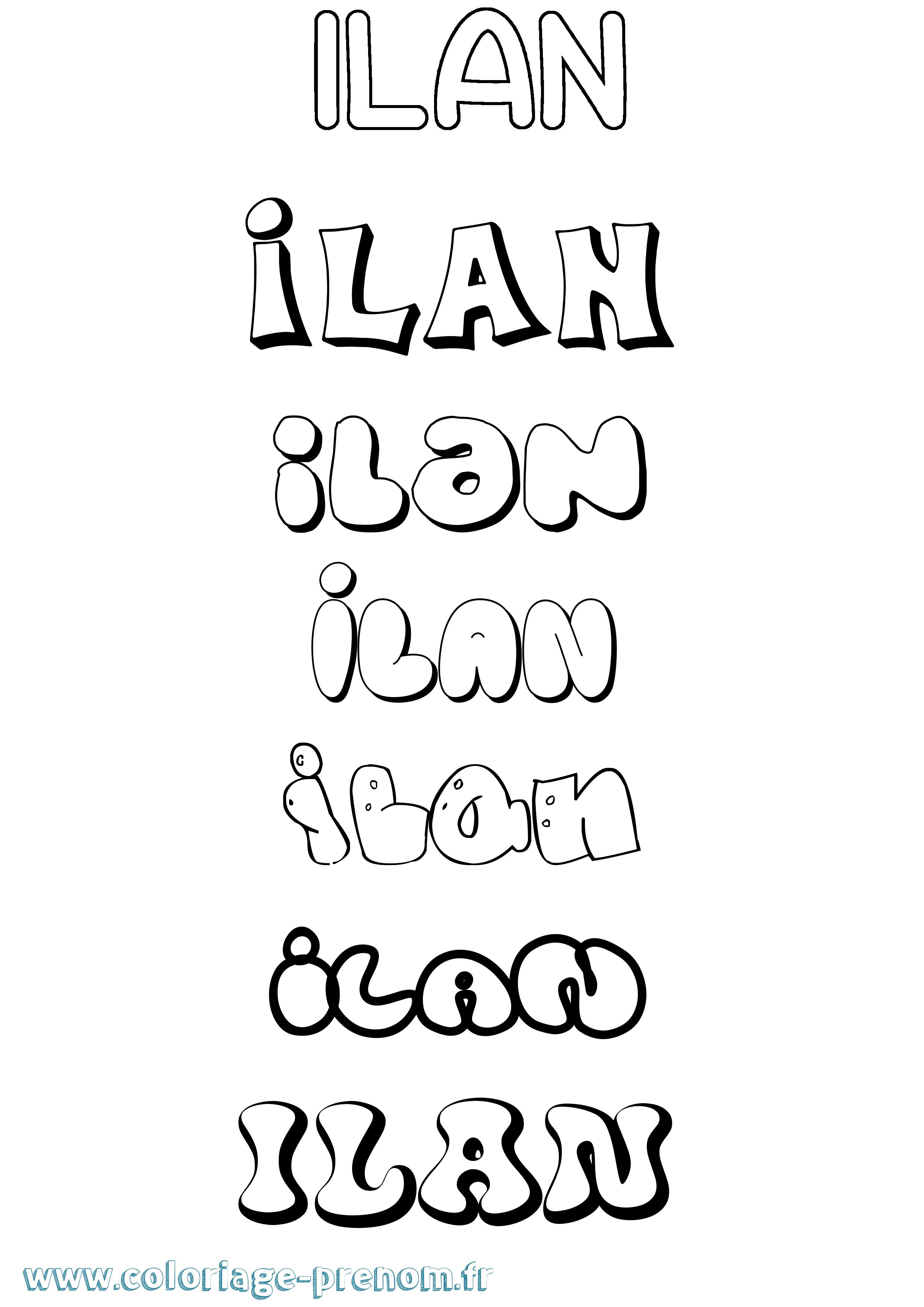 Coloriage Ilan Bubble Coloriage prénom Ilan Bubble