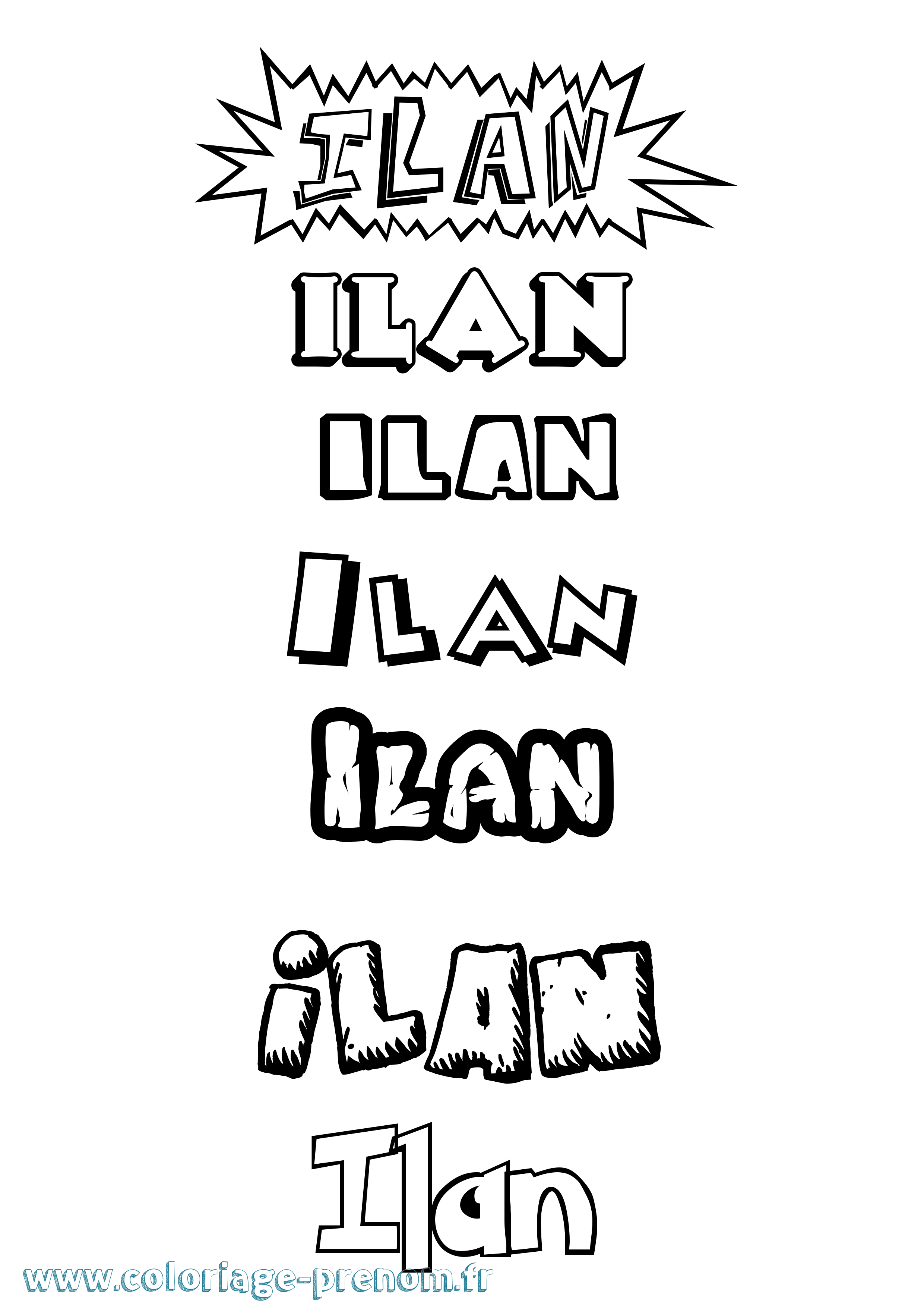 Coloriage Ilan Dessin Animé Coloriage prénom Ilan Dessin Animé