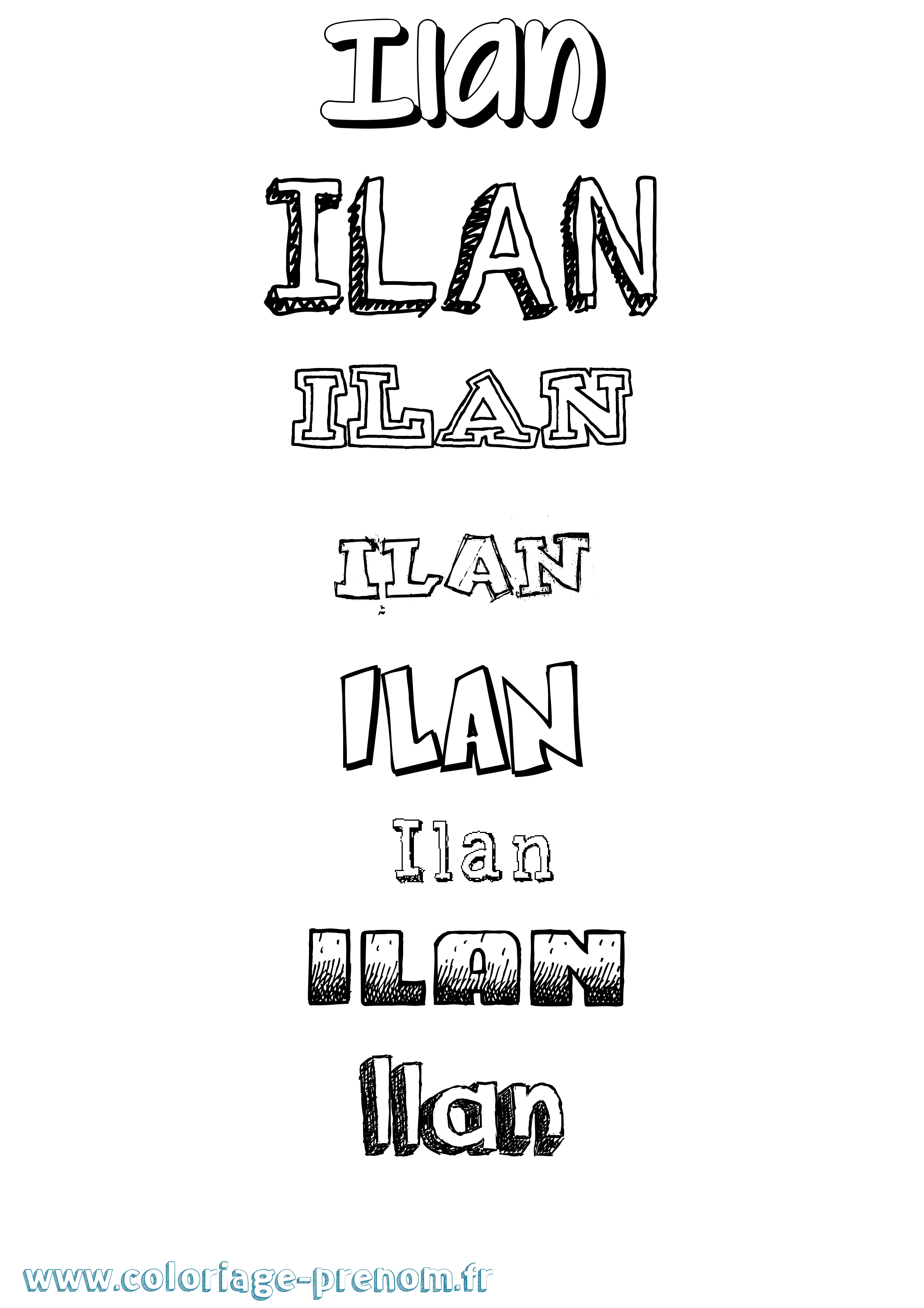 Coloriage prénom Ilan