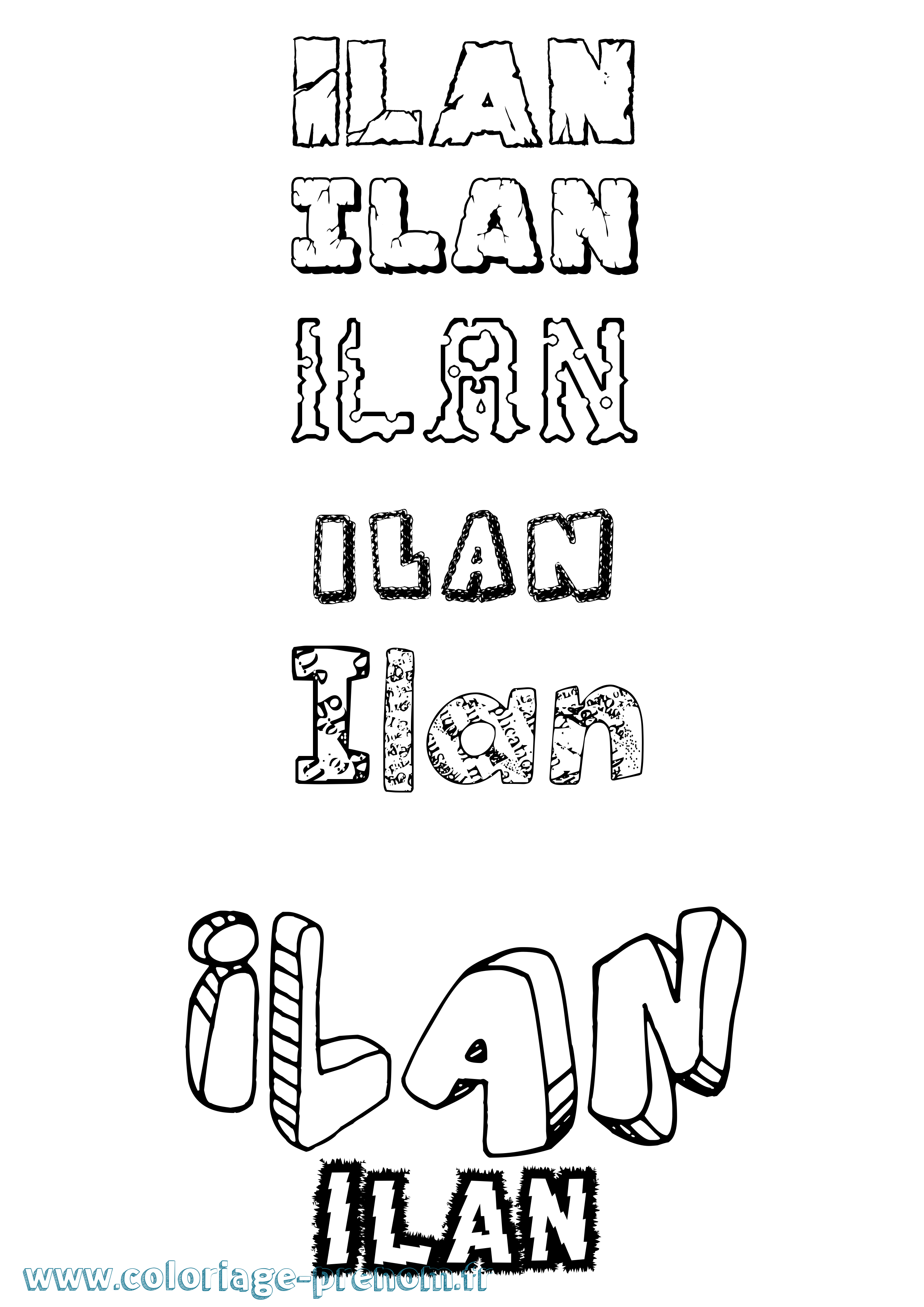Coloriage Ilan Destructuré Coloriage prénom Ilan Destructuré