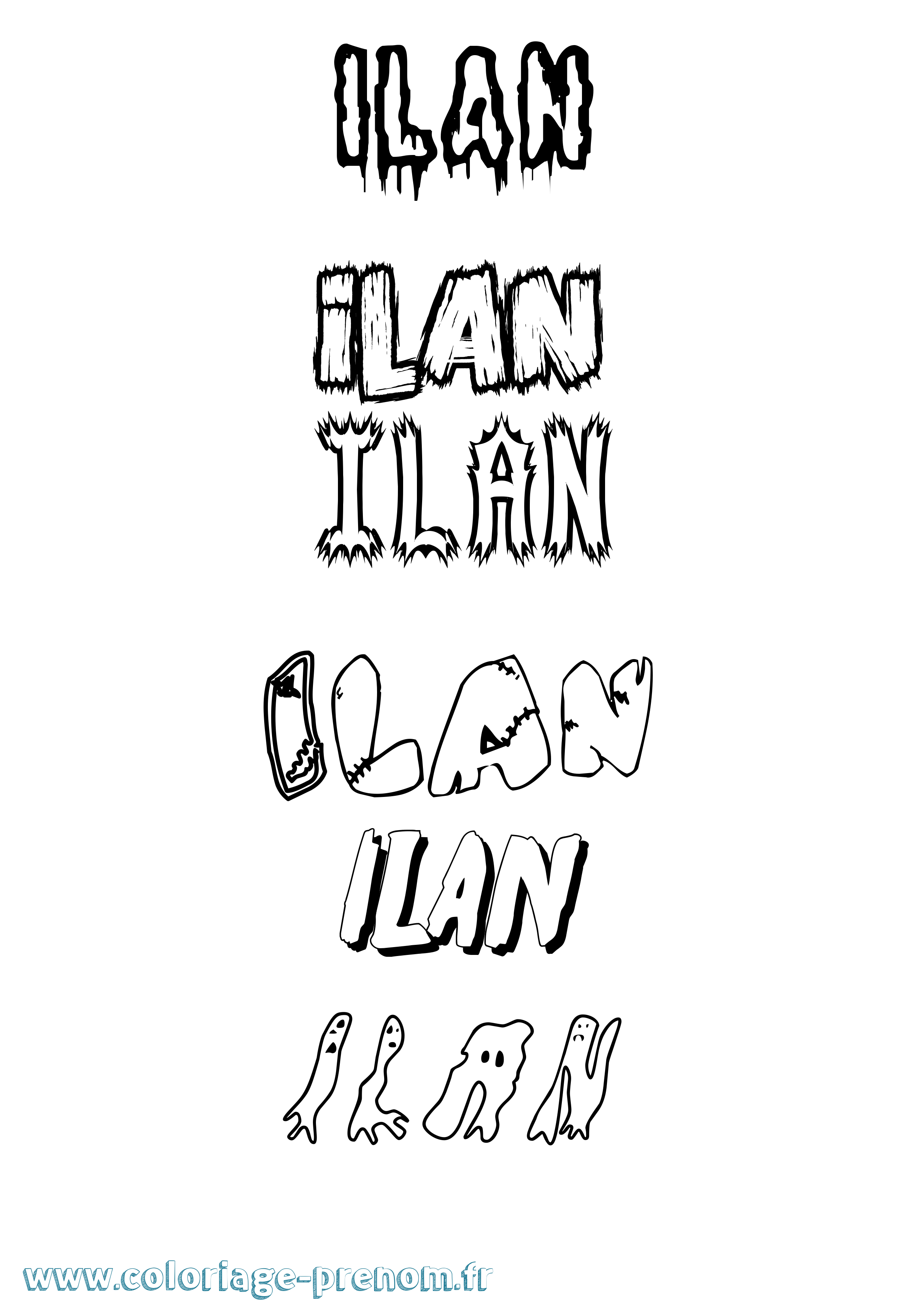 Coloriage Ilan Frisson Coloriage prénom Ilan Frisson