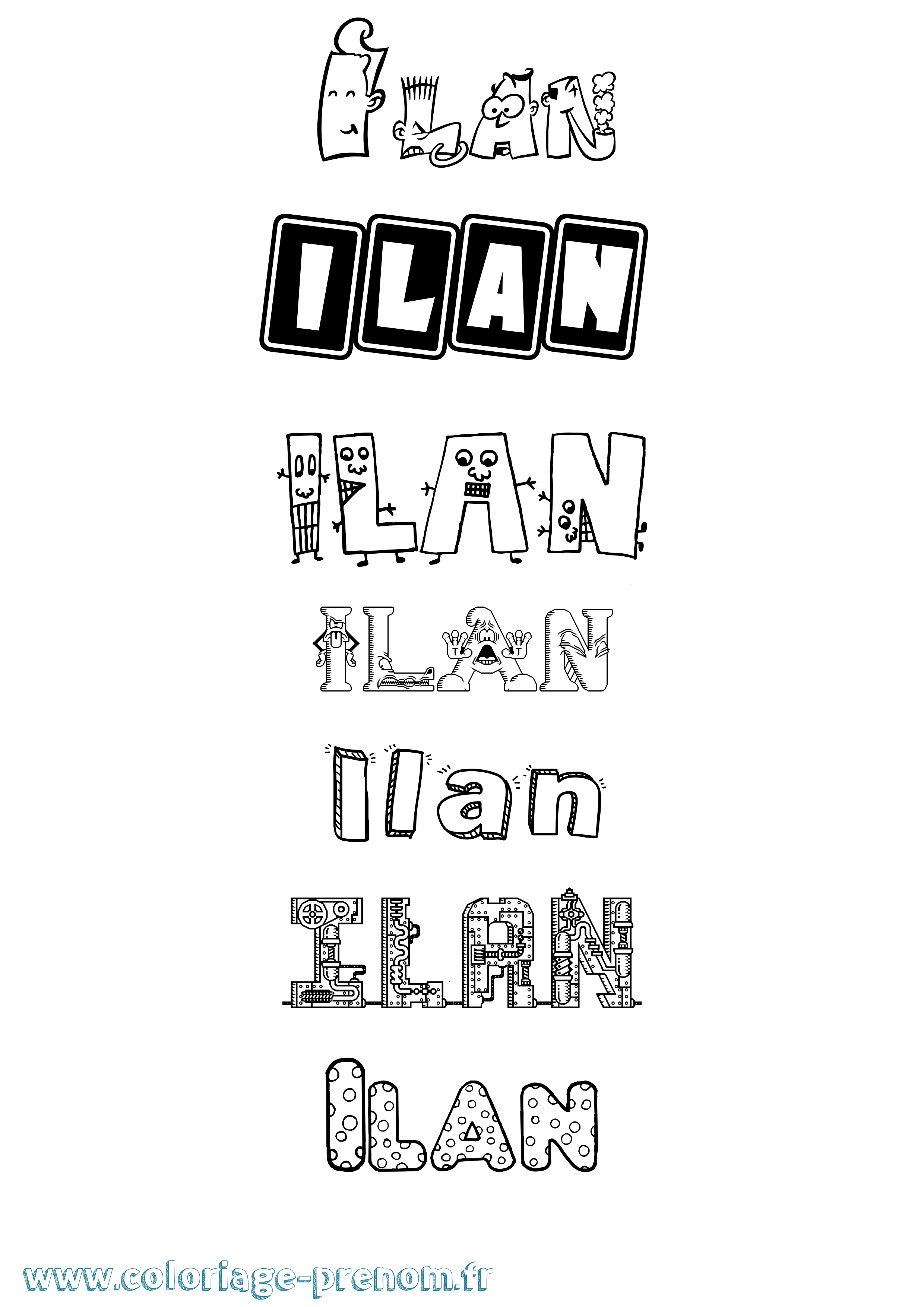 Coloriage Ilan Fun Coloriage prénom Ilan Fun