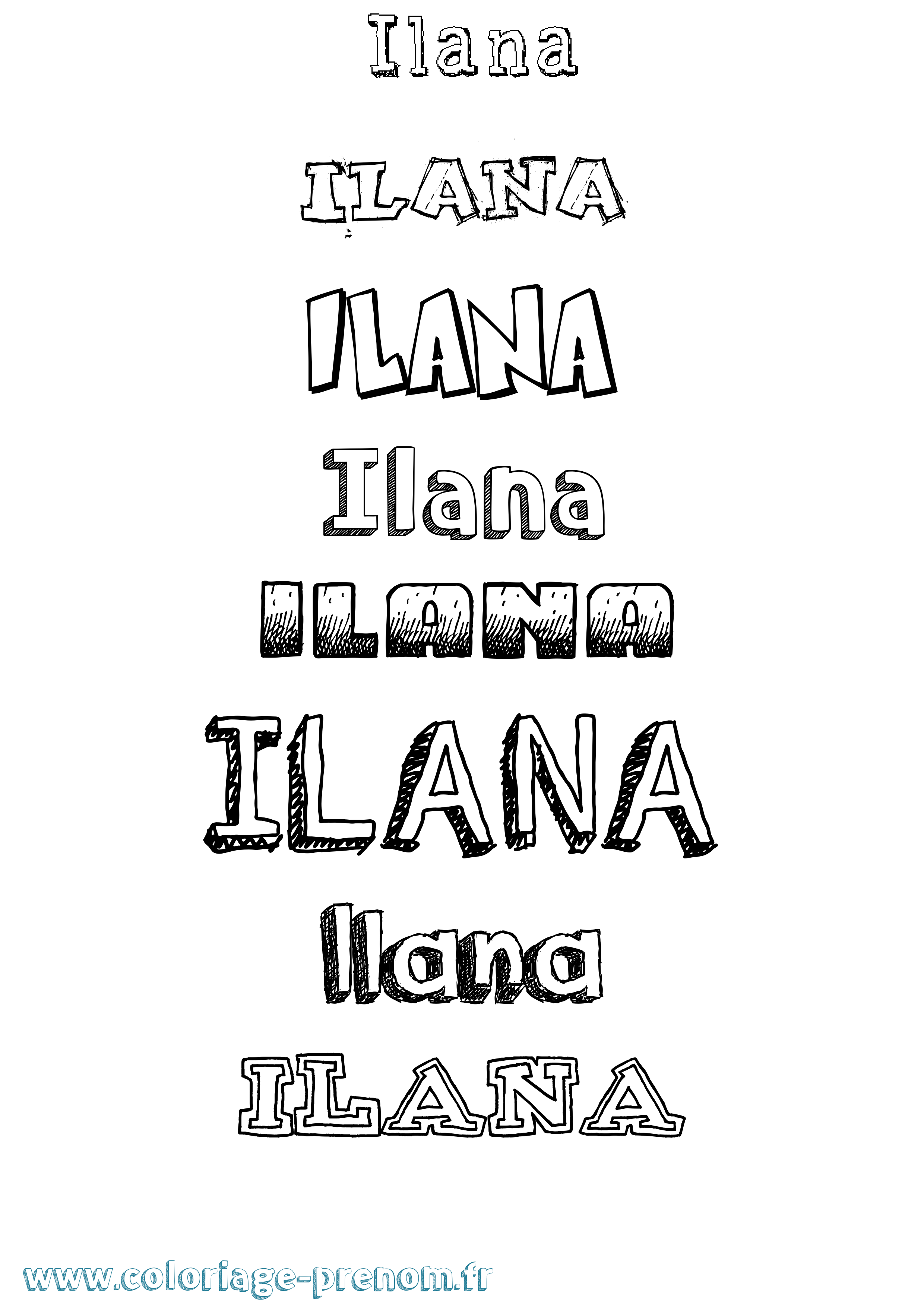 Coloriage prénom Ilana Dessiné
